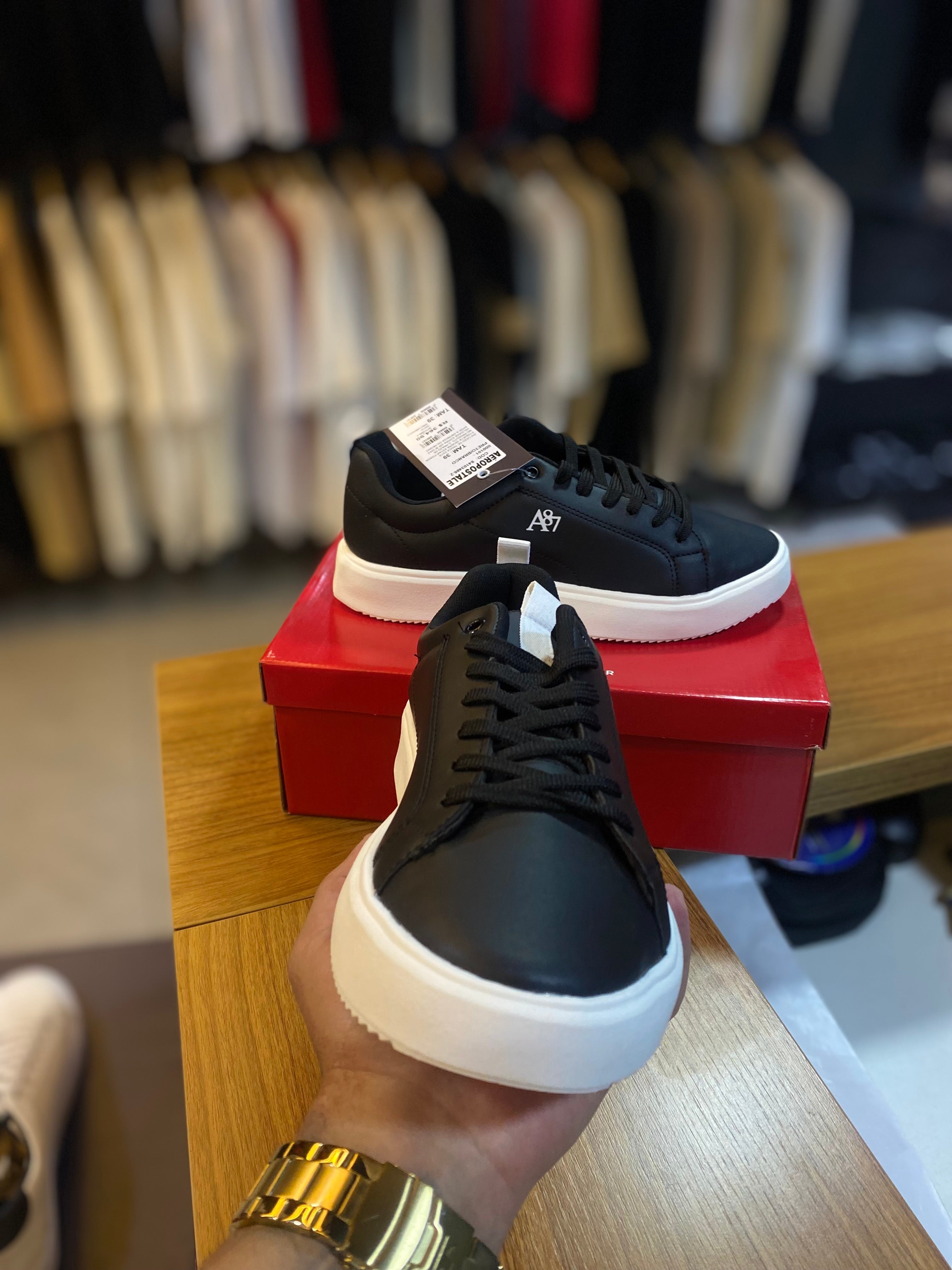 Tênis Casual Aéropostale A87 - Preto e Branco