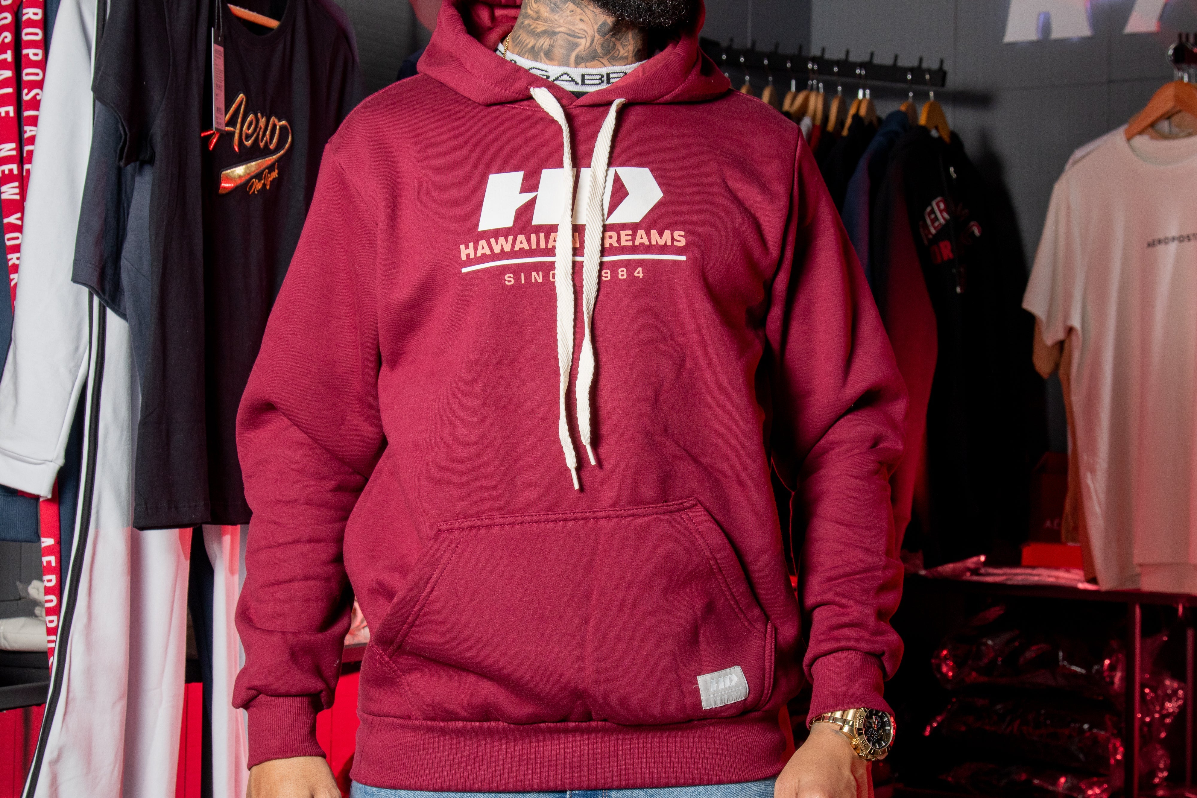 Moletom HD Canguru com Logo Clássico Vinho