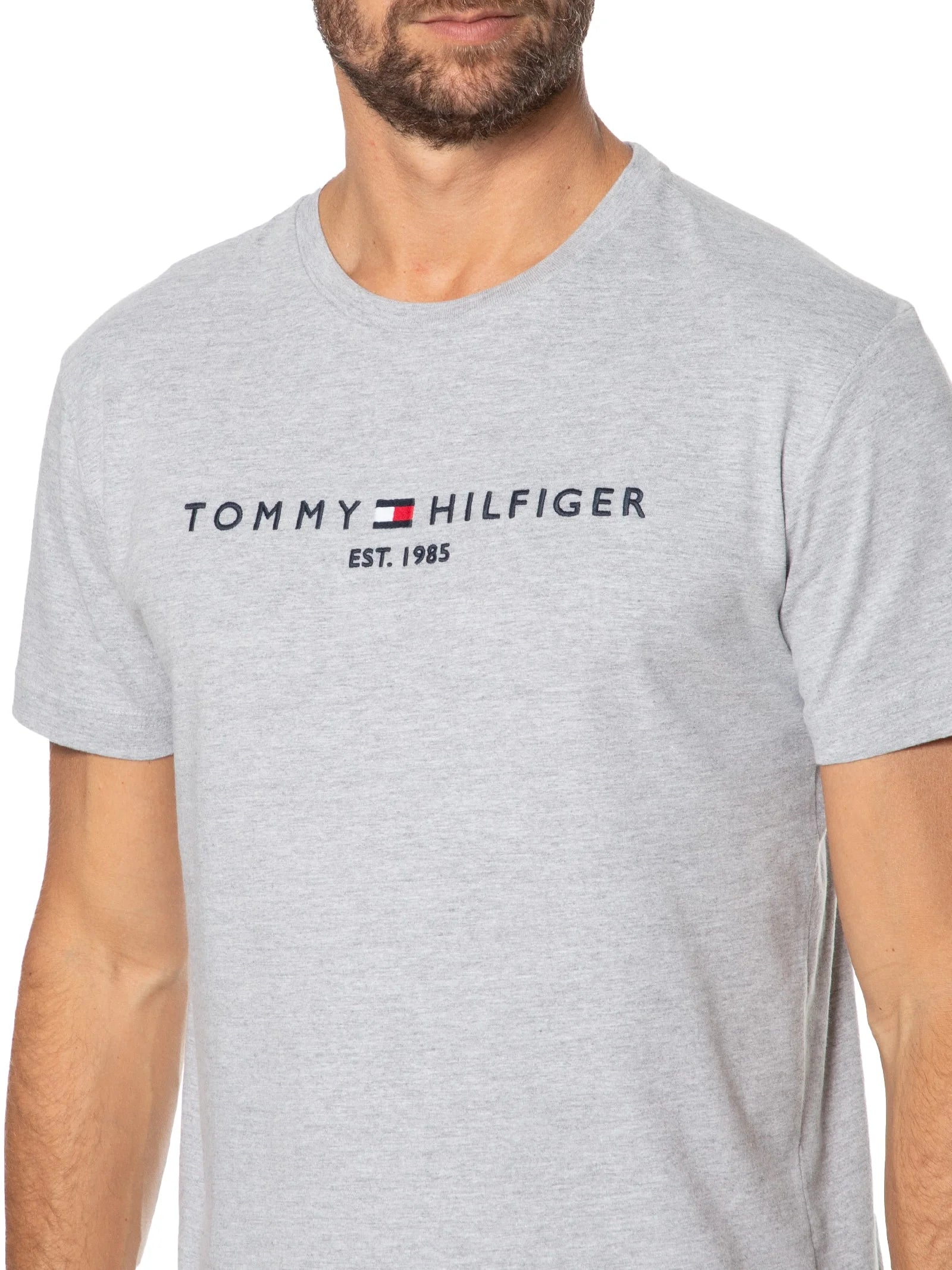 Camiseta Tommy Hilfiger Masculina Logo Core EST. 1985 Cinza Mescla
