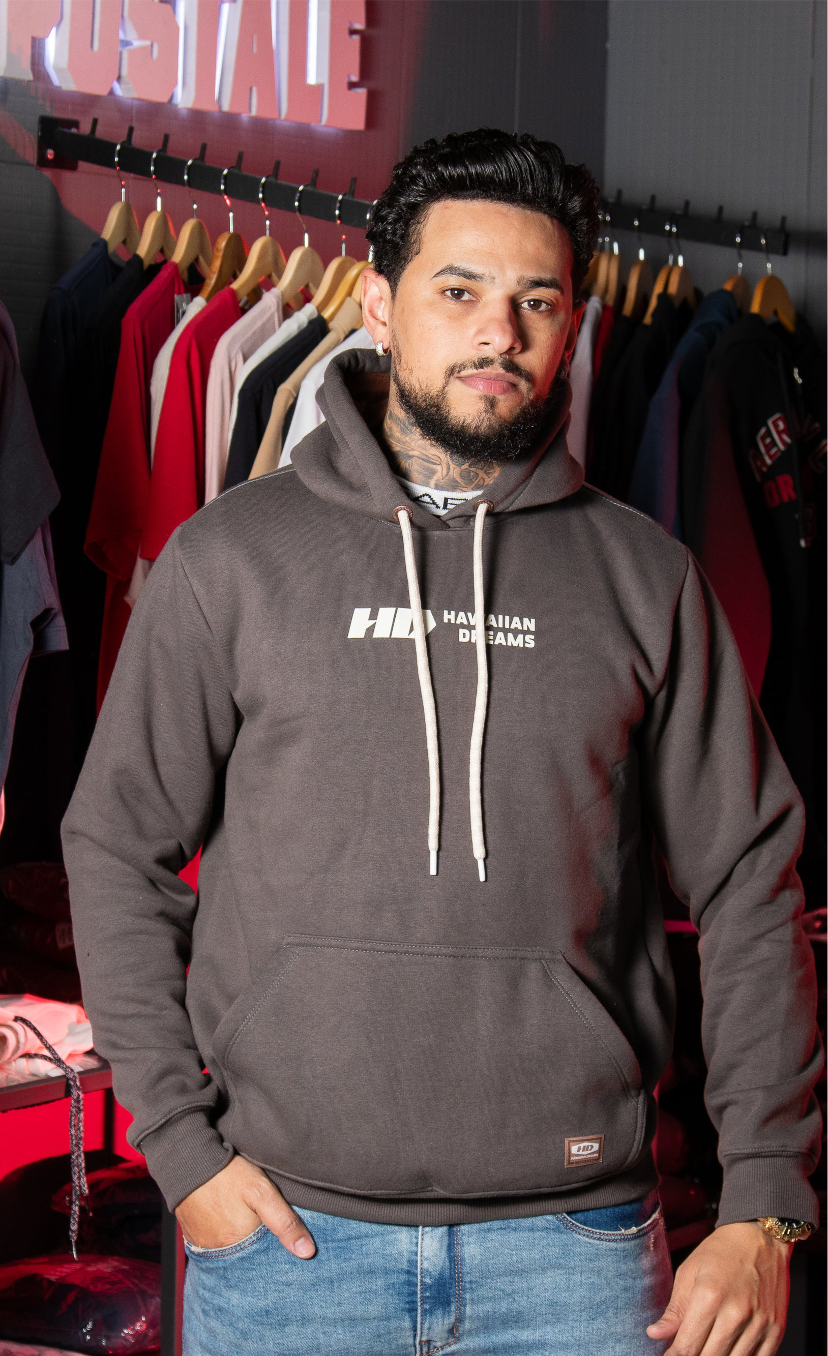 Moletom HD Canguru com Logo Clássico Grafite