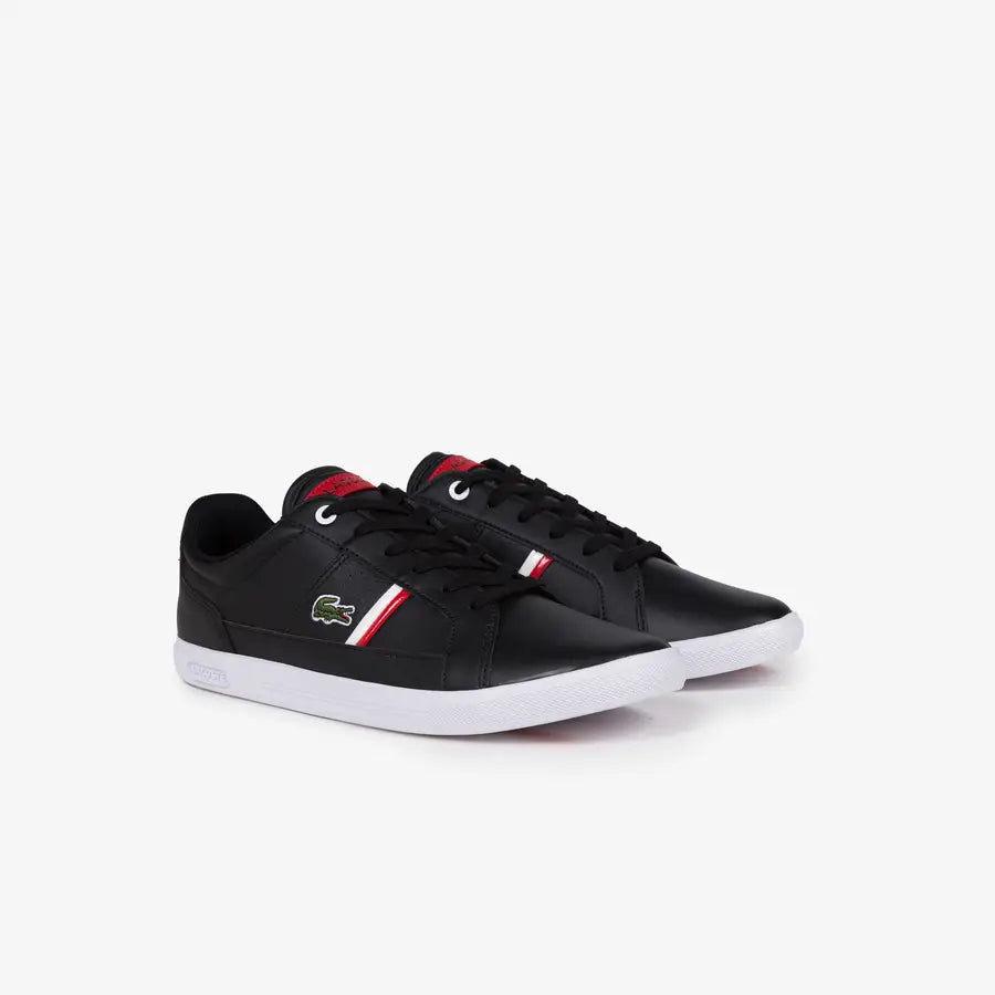 Tênis Lacoste Masculino Europa com Faixa Tricolor Preto