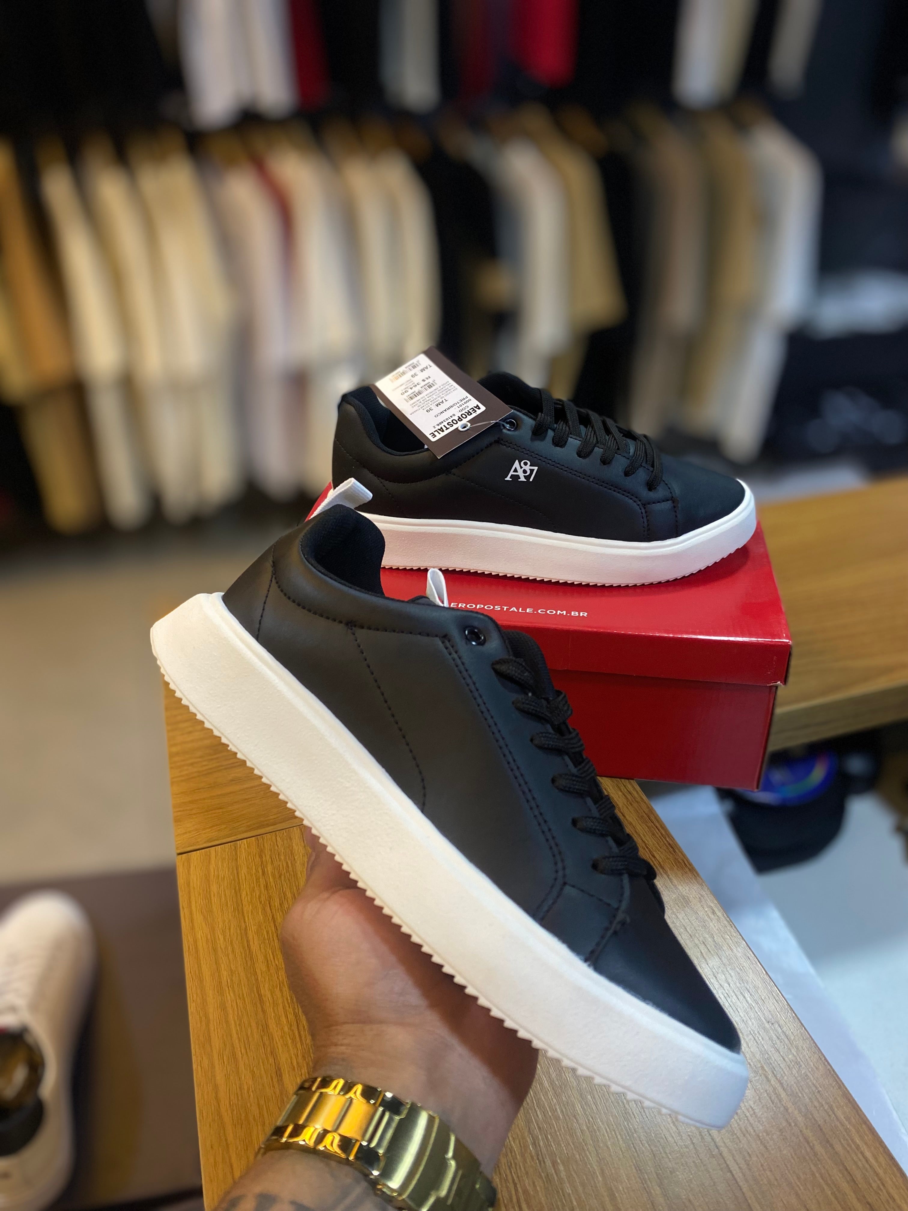 Tênis Casual Aéropostale A87 - Preto e Branco
