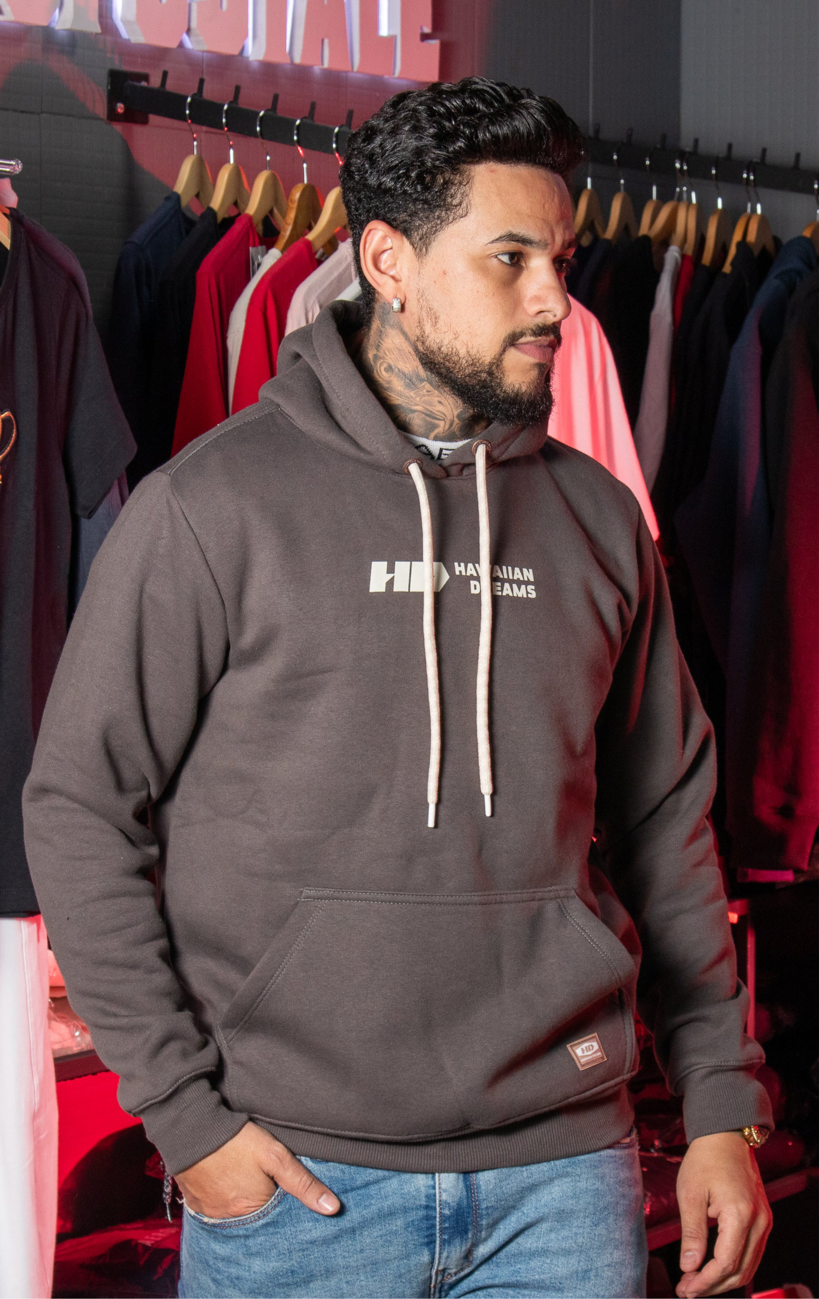 Moletom HD Canguru com Logo Clássico Grafite