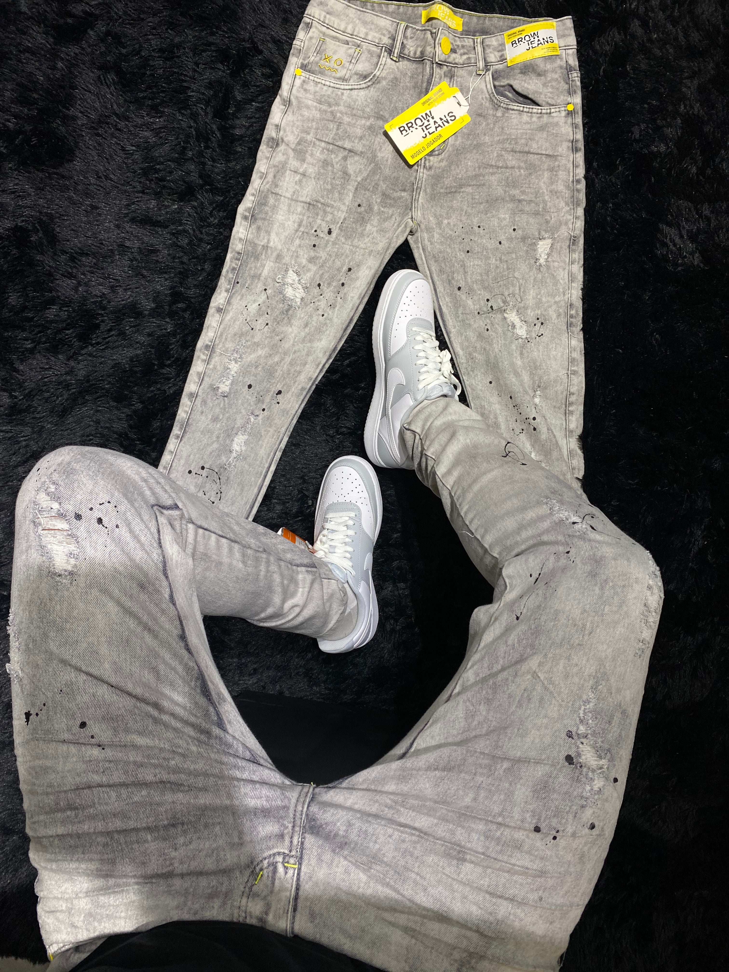 Calça Jeans Brow Jeans Skinny "Modelo Jogador" - Cinza Estonado