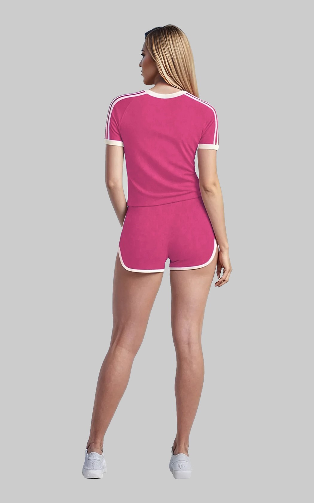Conjunto Aéropostale Feminino Sport Retro Rosa: T-Shirt e Short Dolphin com Logo Bordado