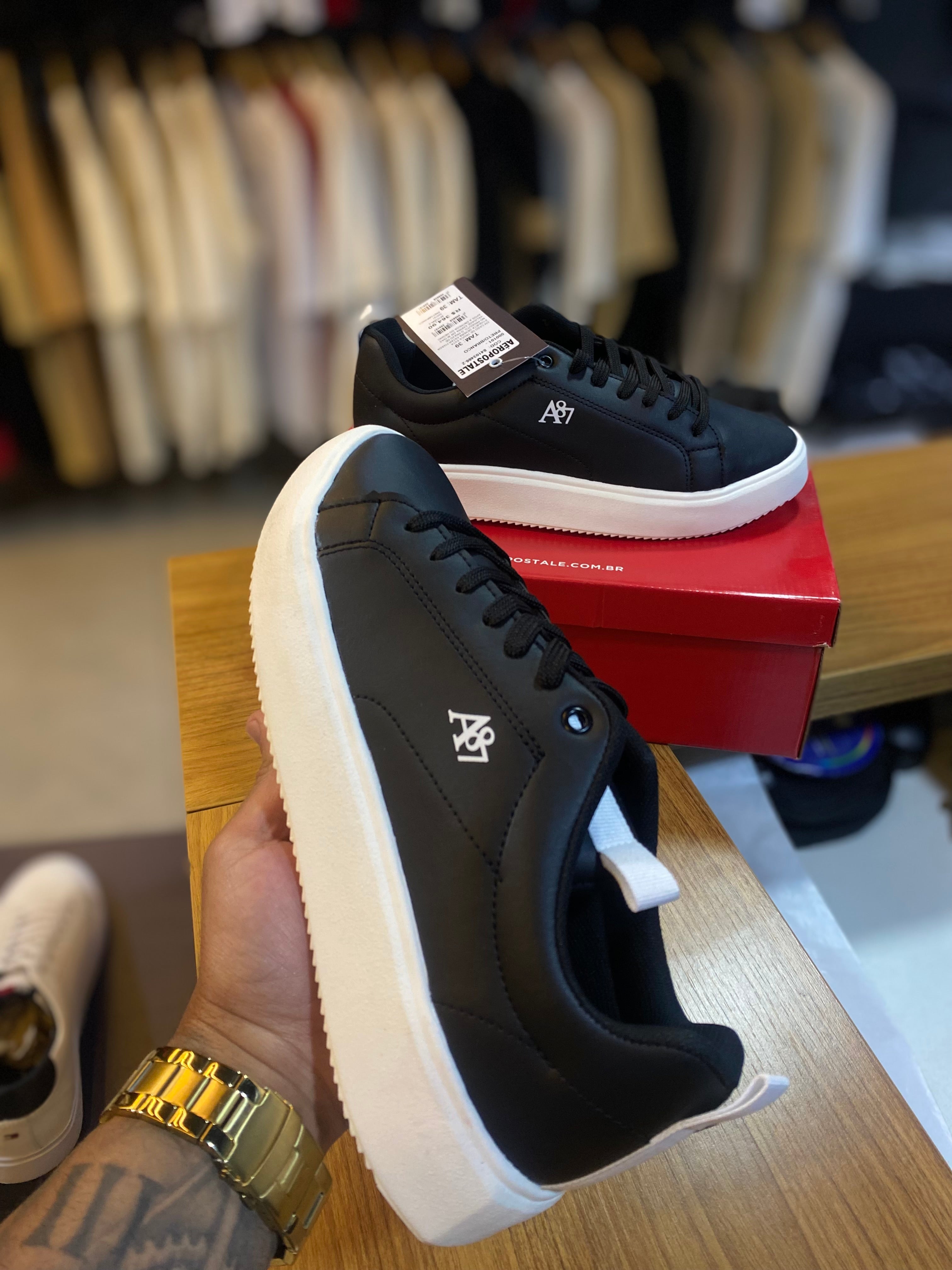 Tênis Casual Aéropostale A87 - Preto e Branco