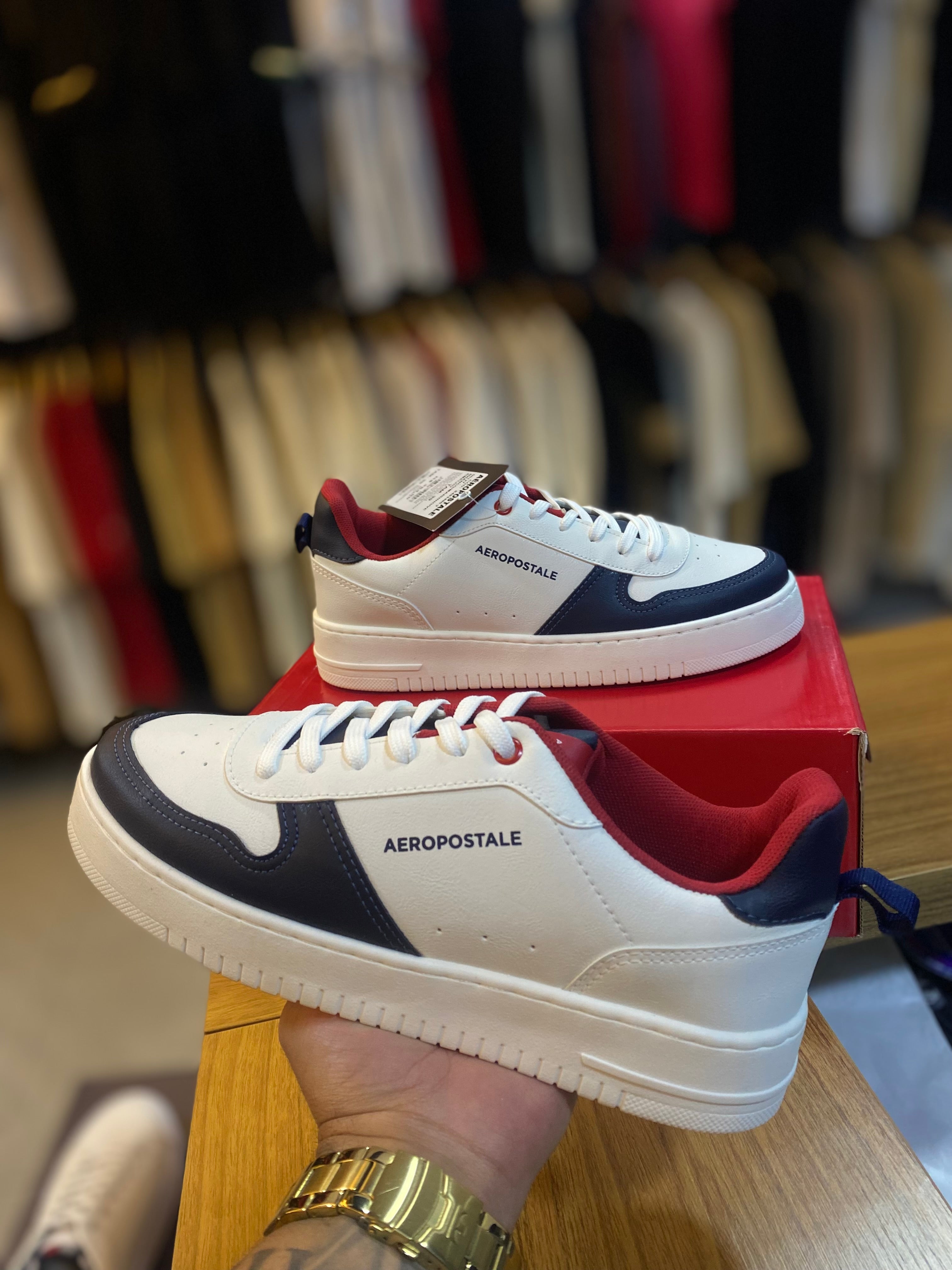 Tênis Aéropostale Casual Retrô Basket - Branco/Azul/Vermelho