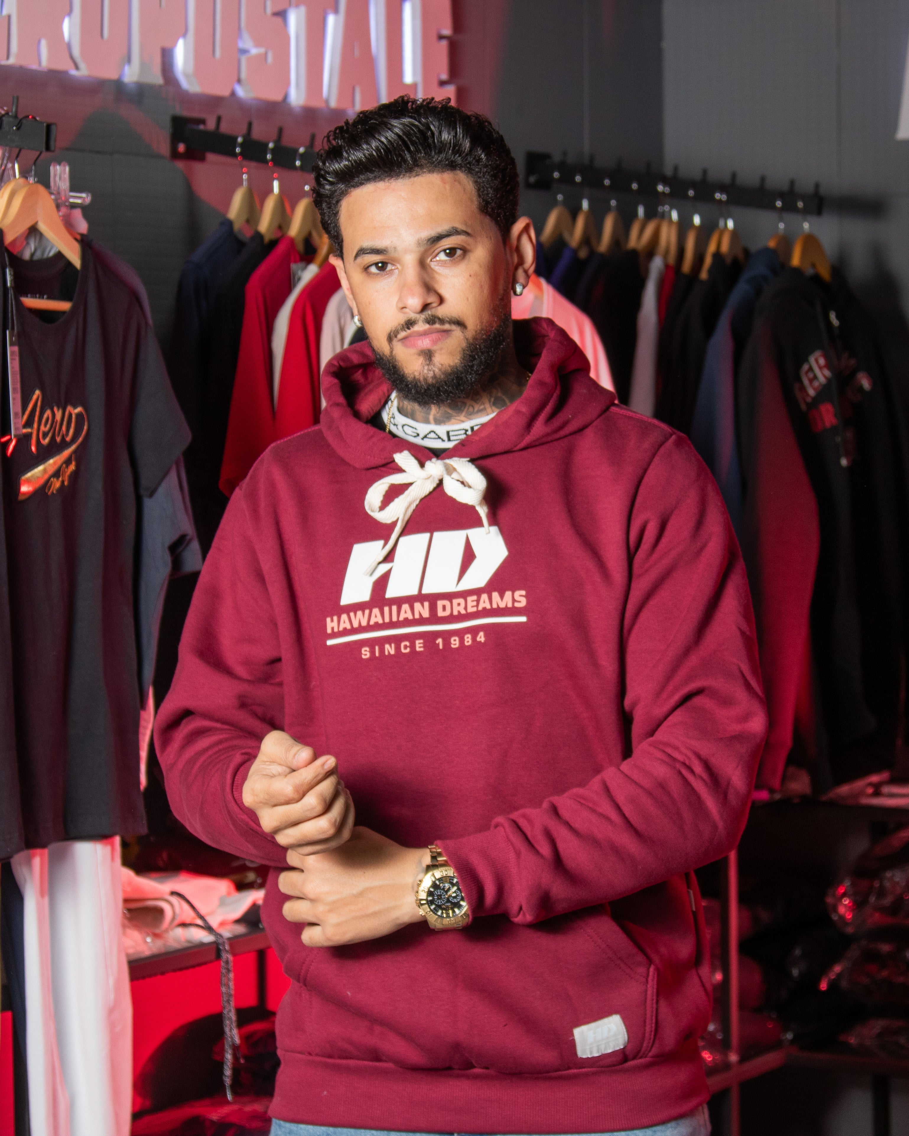 Moletom HD Canguru com Logo Clássico Vinho