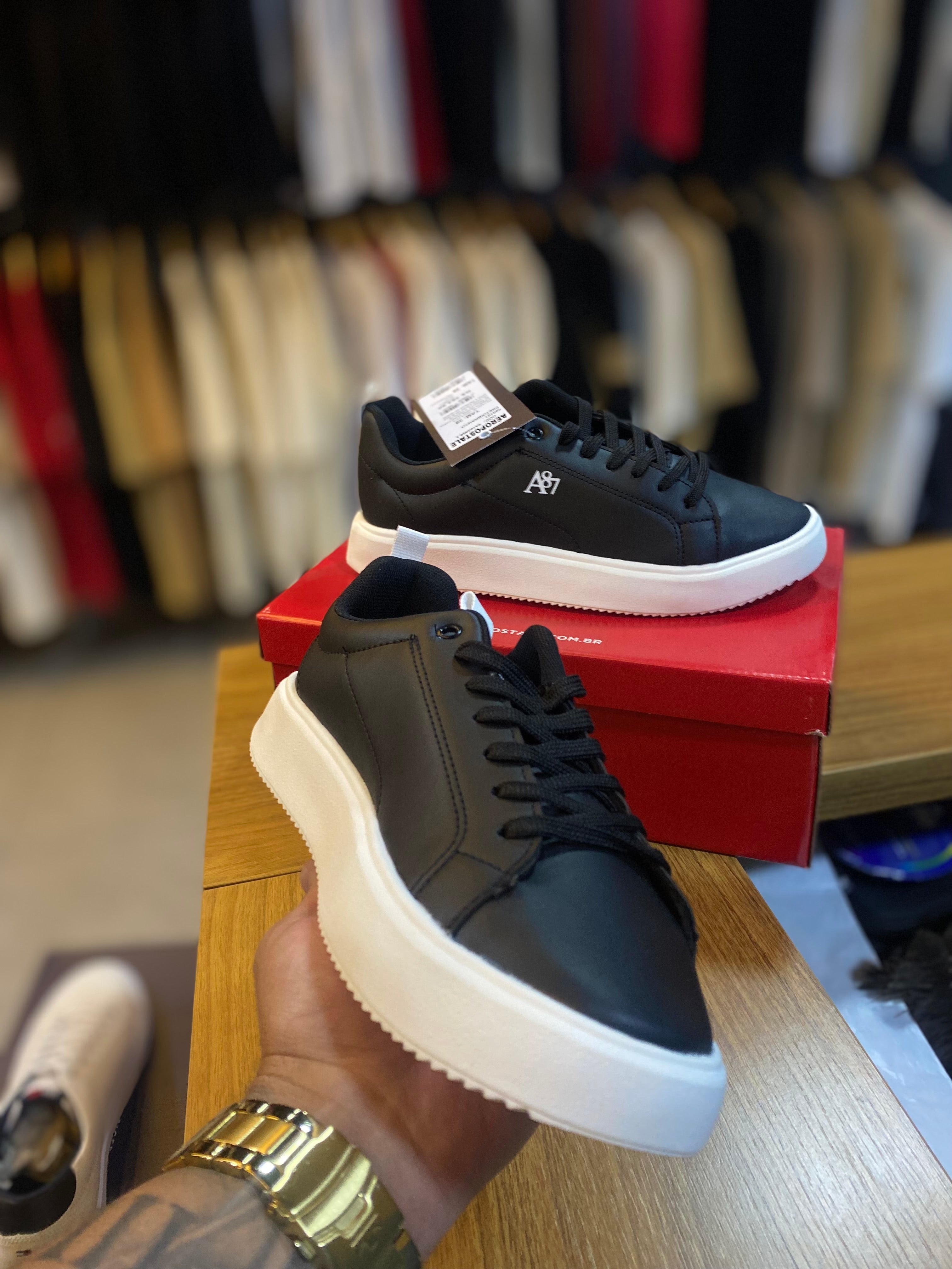 Tênis Casual Aéropostale A87 - Preto e Branco