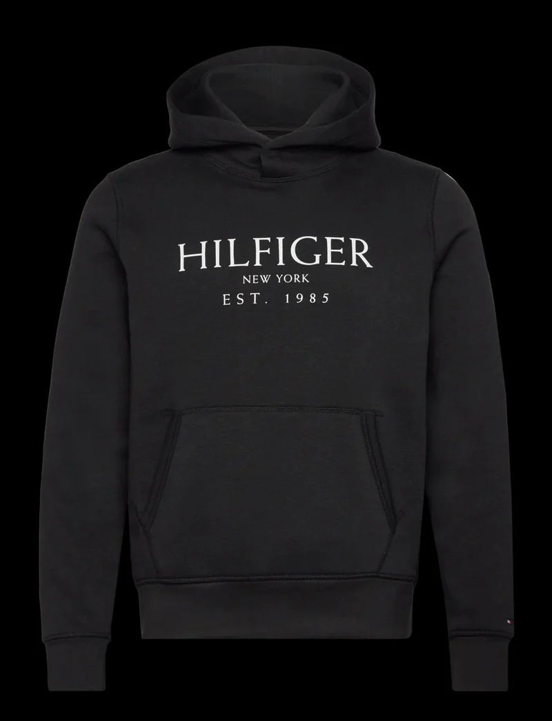 Moletom Canguru Tommy Hilfiger com Logo "Est. 1985" - Preto