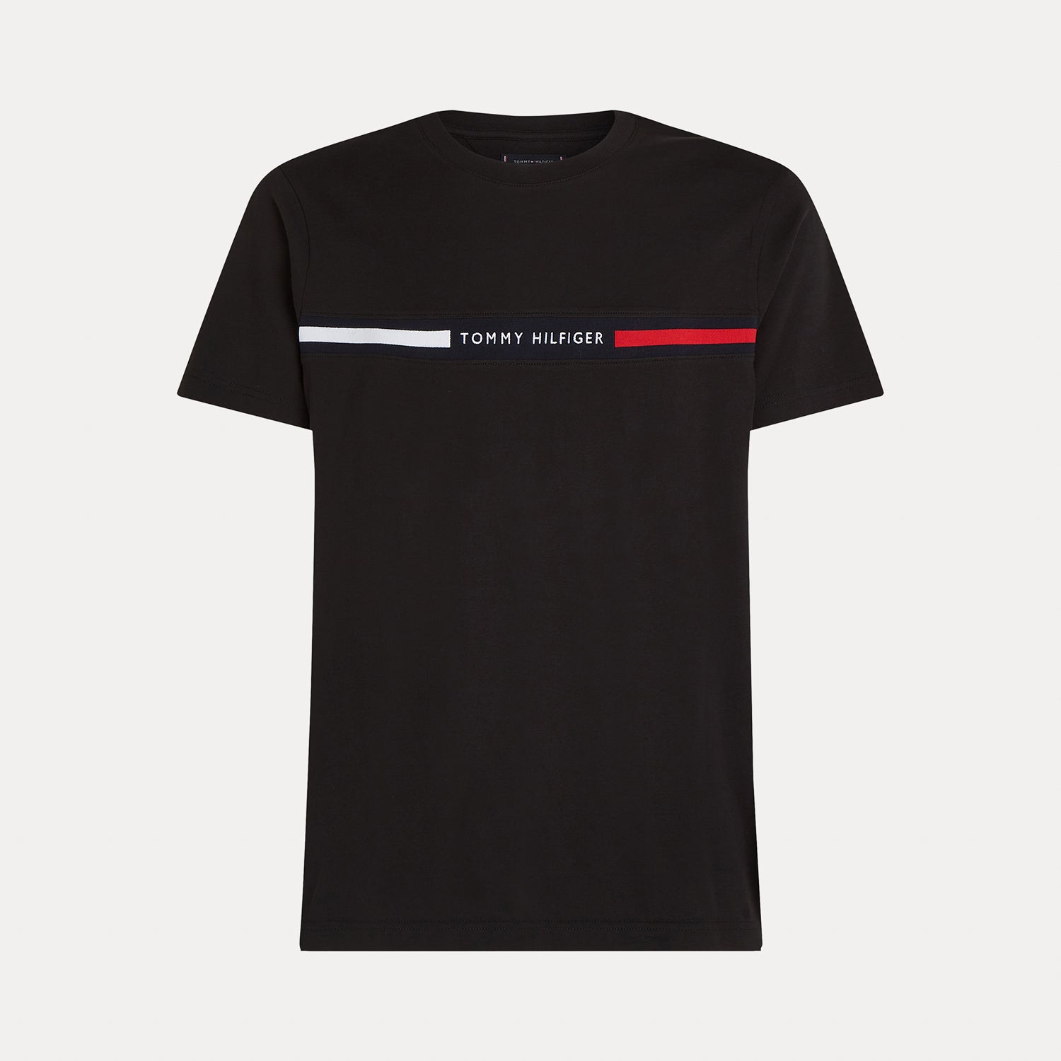 Camiseta Tommy Hilfiger com Faixa Bordada - Preta