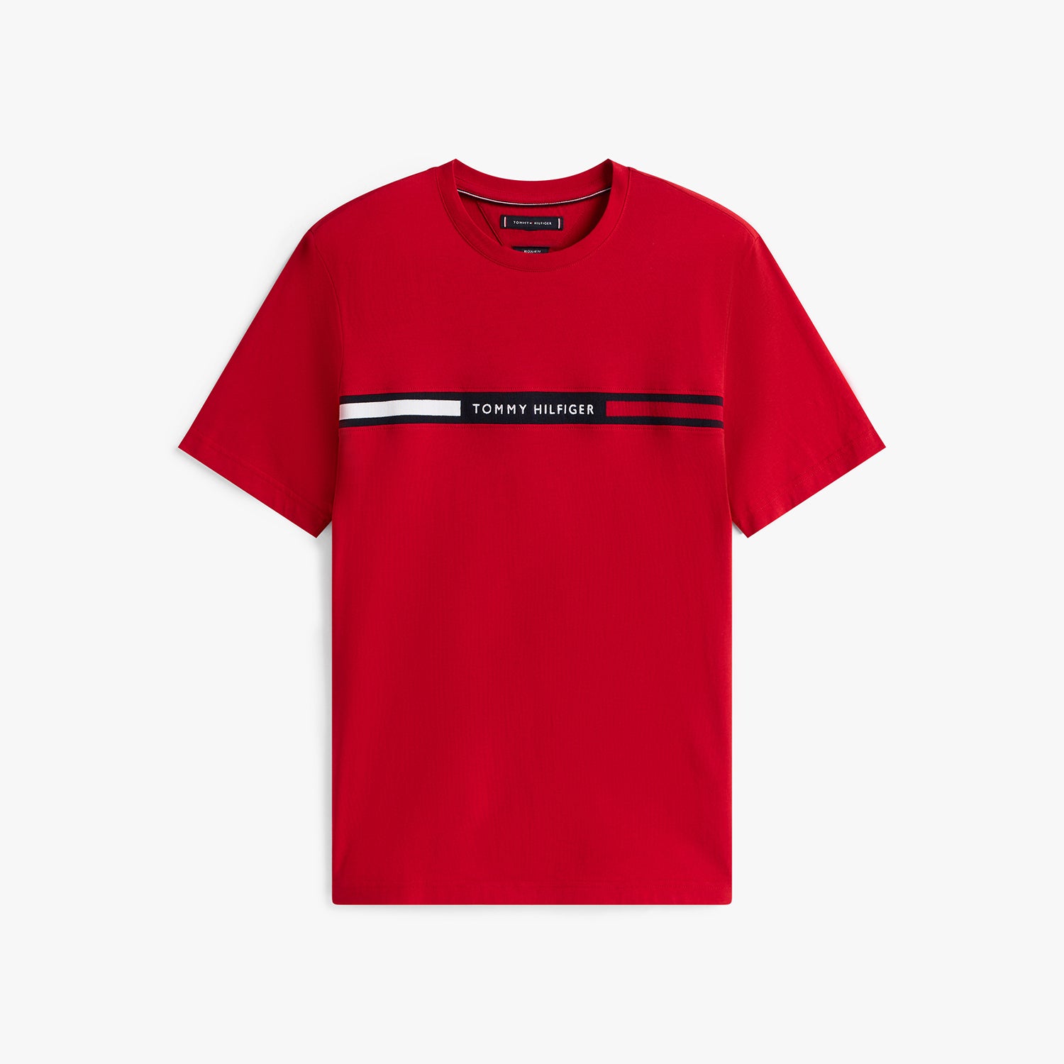 Camiseta Tommy Hilfiger com Faixa Bordada - Vermelha