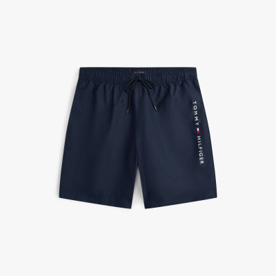 Shorts de Banho Tommy Hilfiger com Logo Vertical - Azul Marinho