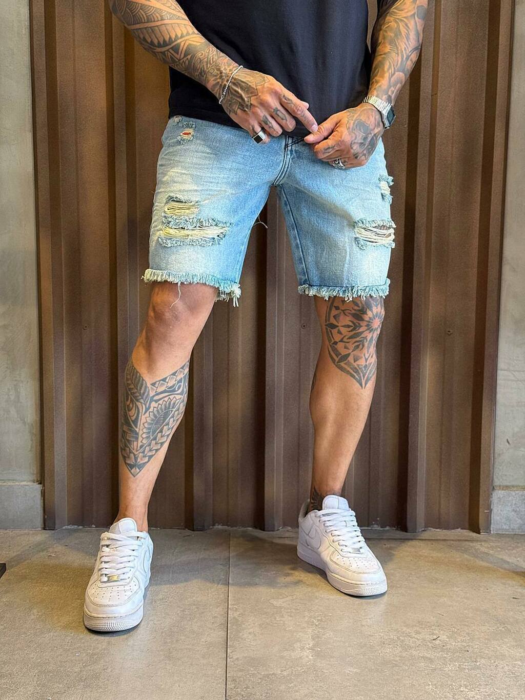 Bermuda Jeans Jay Jones Slim Destroyed - Delavê