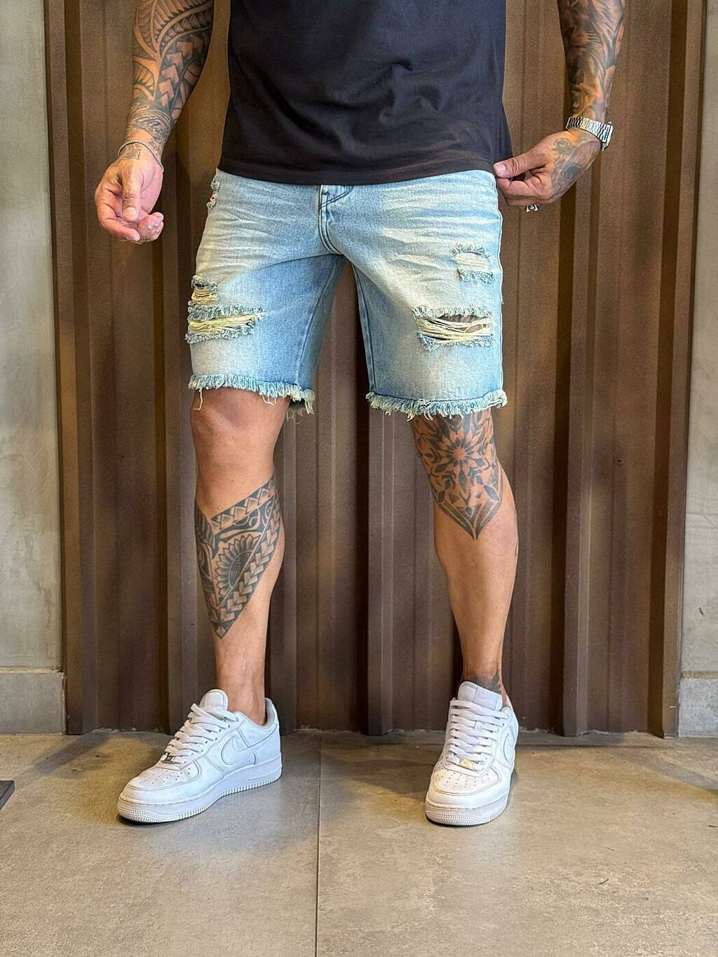 Bermuda Jeans Jay Jones Slim Destroyed - Delavê