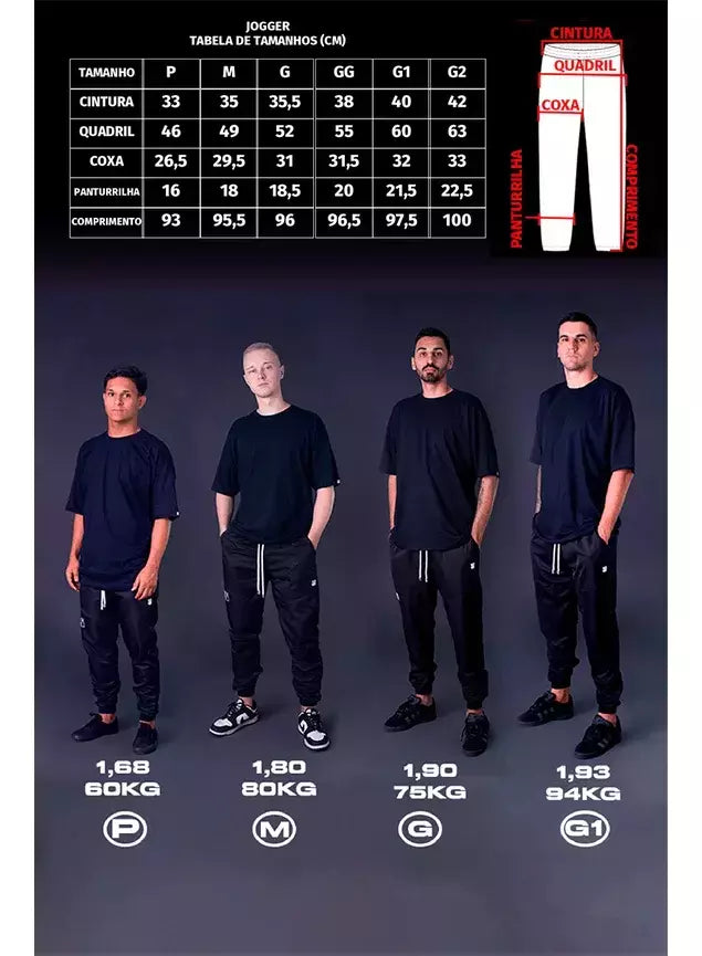 Calça Jogger Black Targ de Tactel com Estampas - Preta