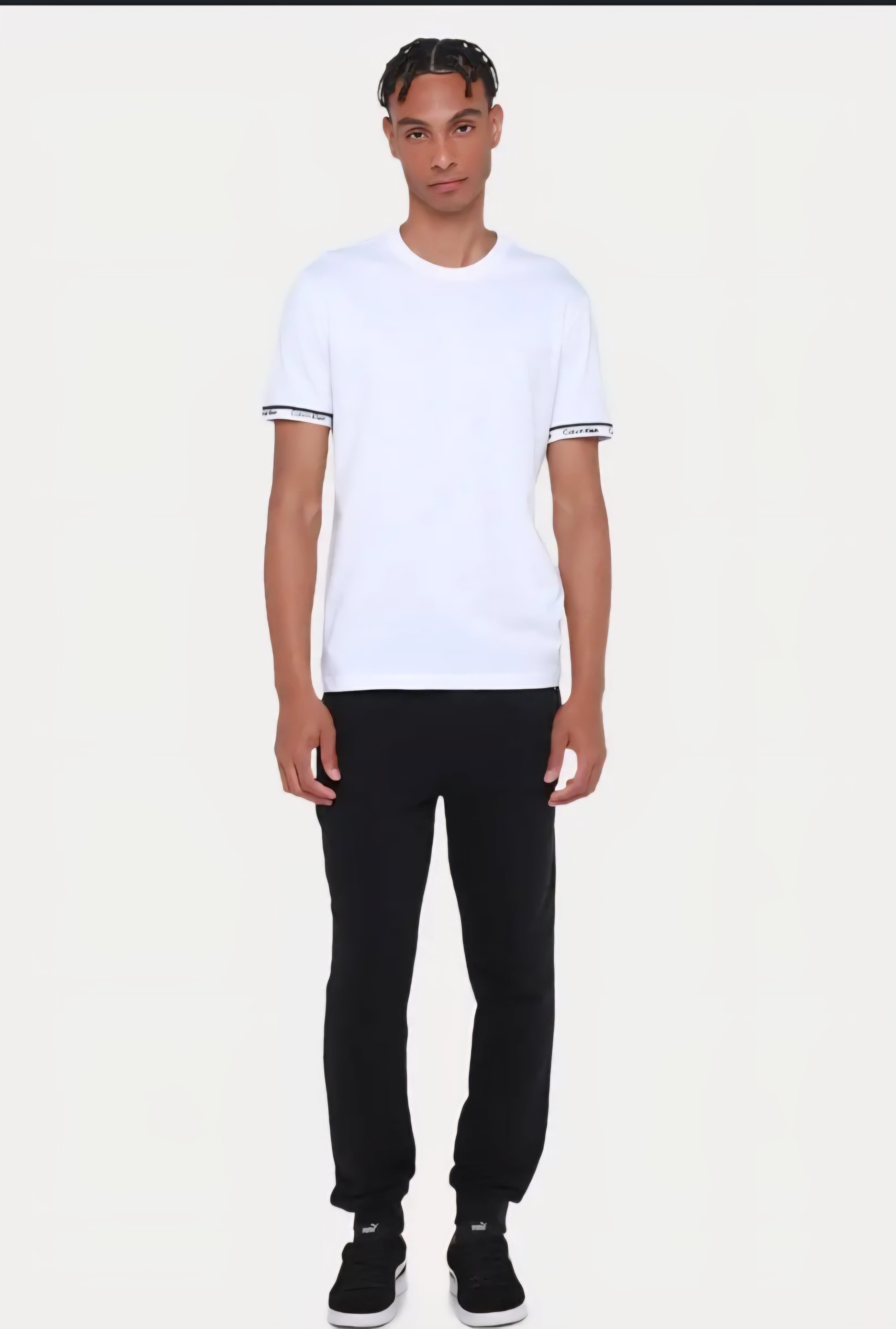 Camiseta Masculina Ck Punho Logo Branco Calvin Klein - White Label