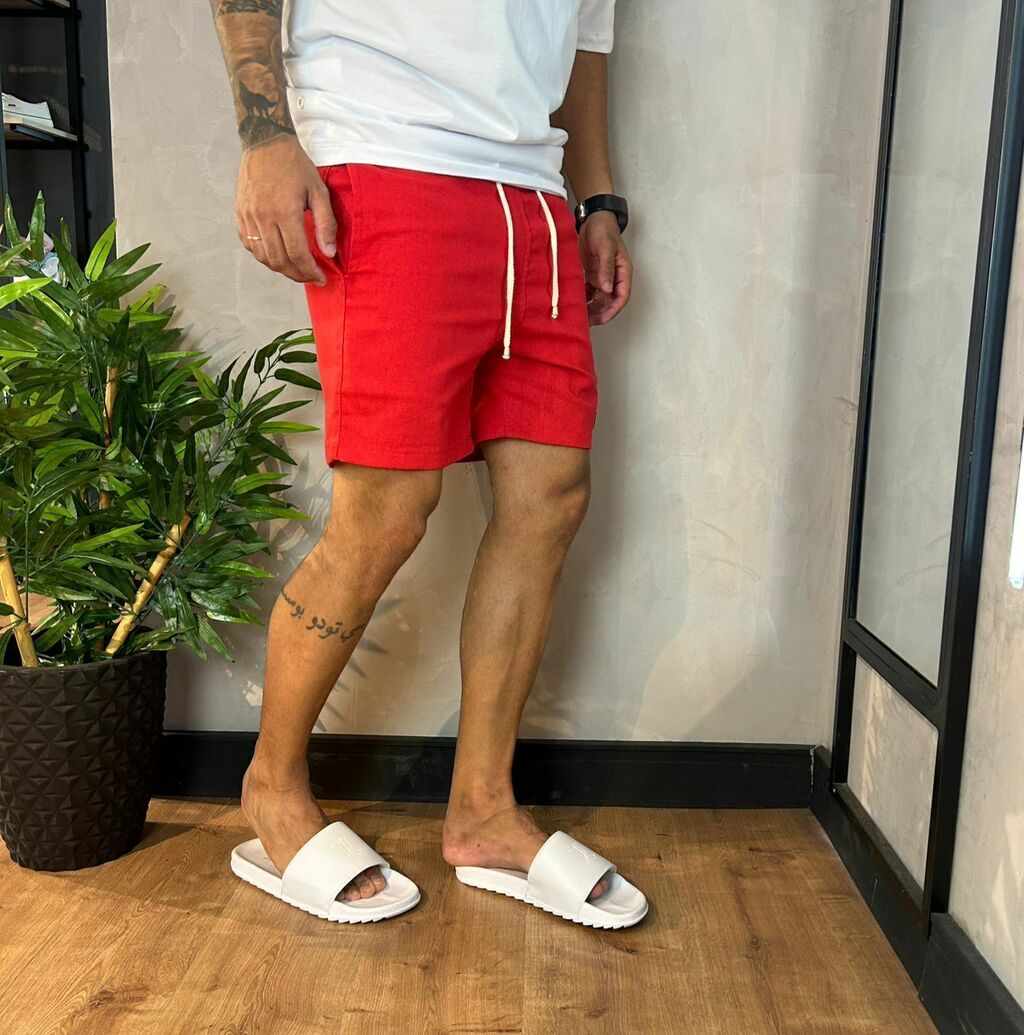 Shorts de Linho Longuini - Vermelho