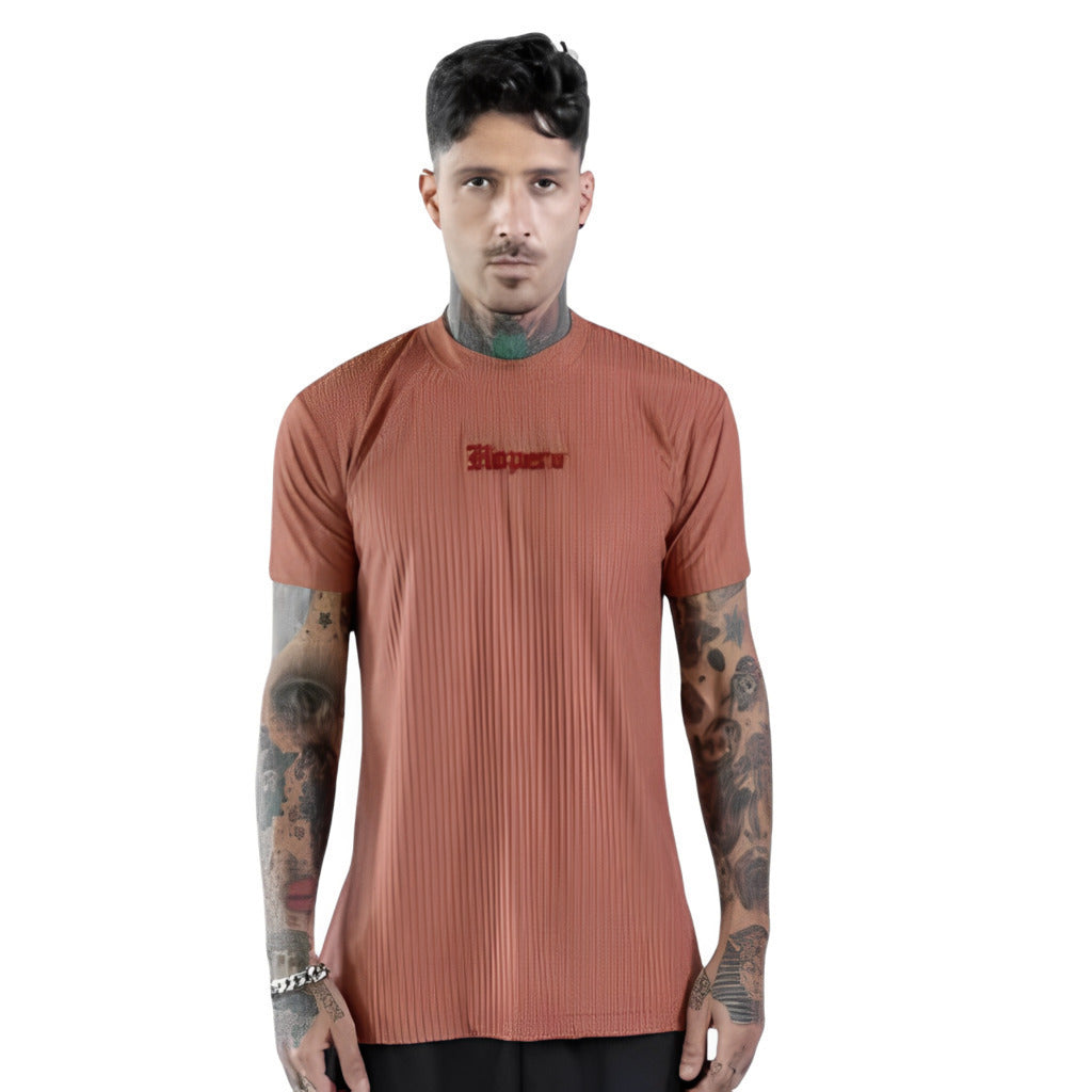 Camiseta The Hopers Slim Fit Suede Ribbed - Terracota