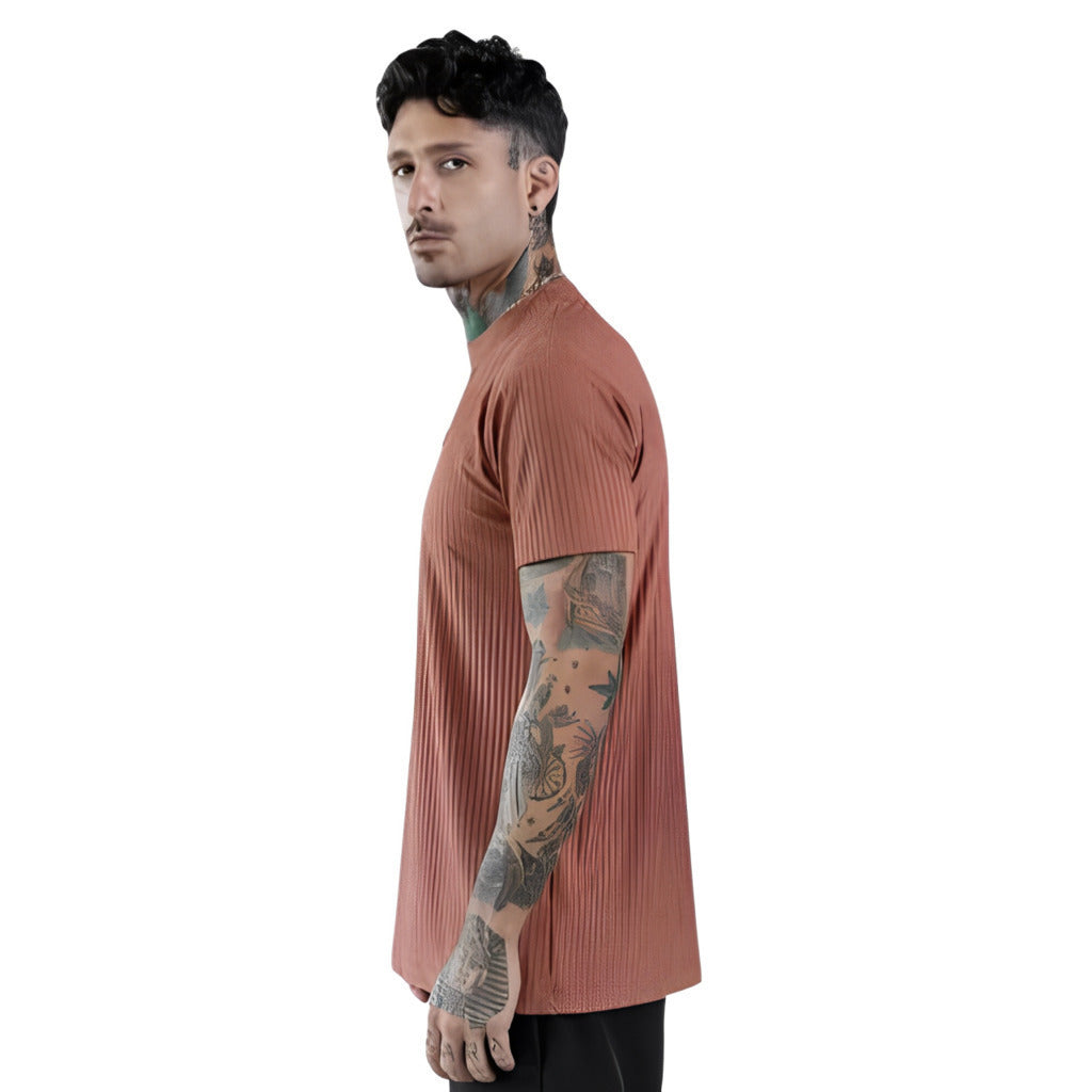 Camiseta The Hopers Slim Fit Suede Ribbed - Terracota