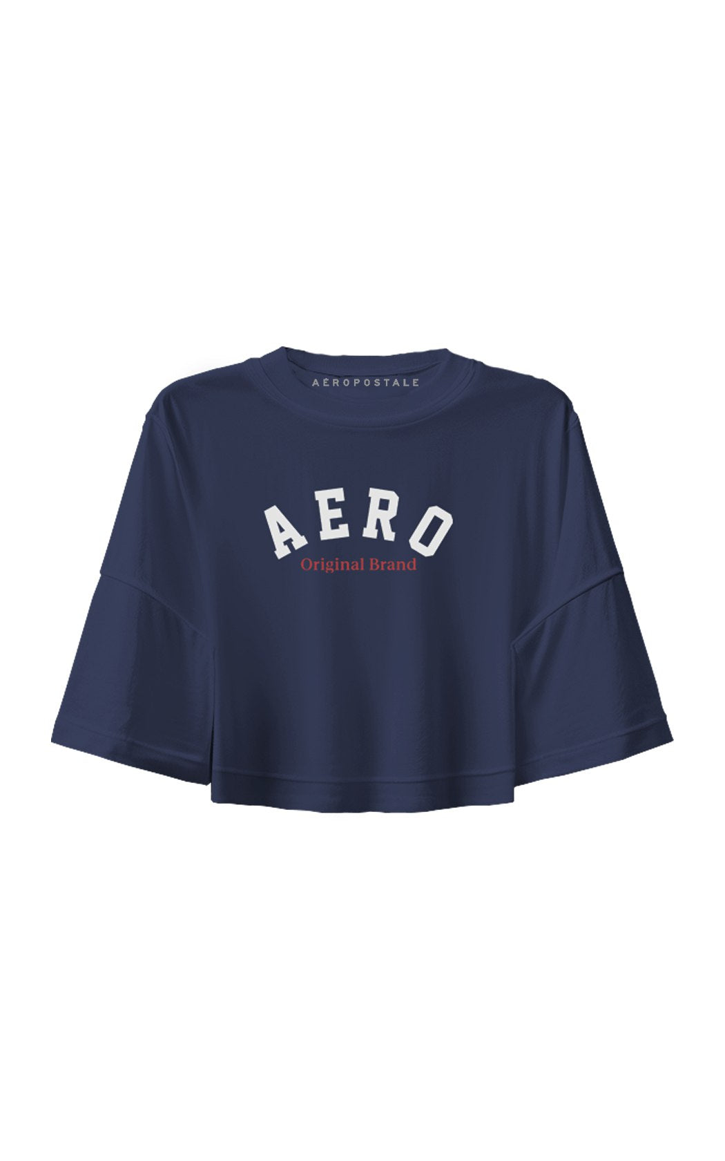 Camiseta Cropped Aéropostale Feminina Oversized Estampa AERO Varsity Azul Marinho