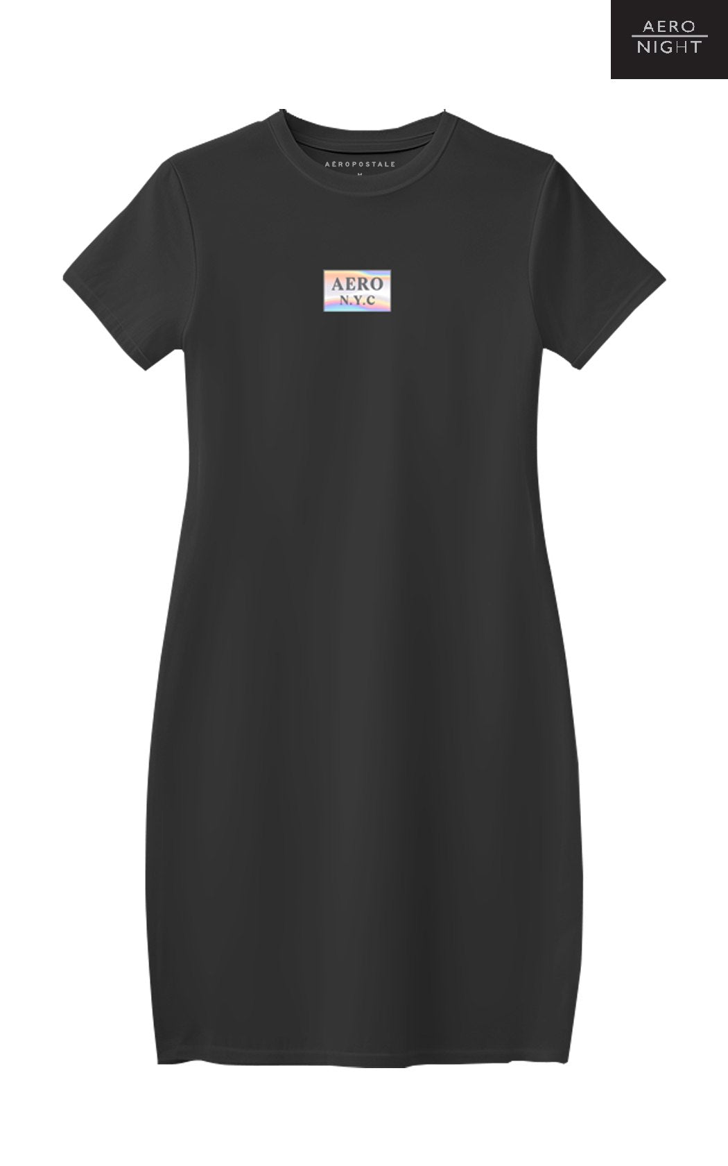 Vestido Aéropostale Aero Night Feminino Tubinho Preto com Logo Box Holográfico