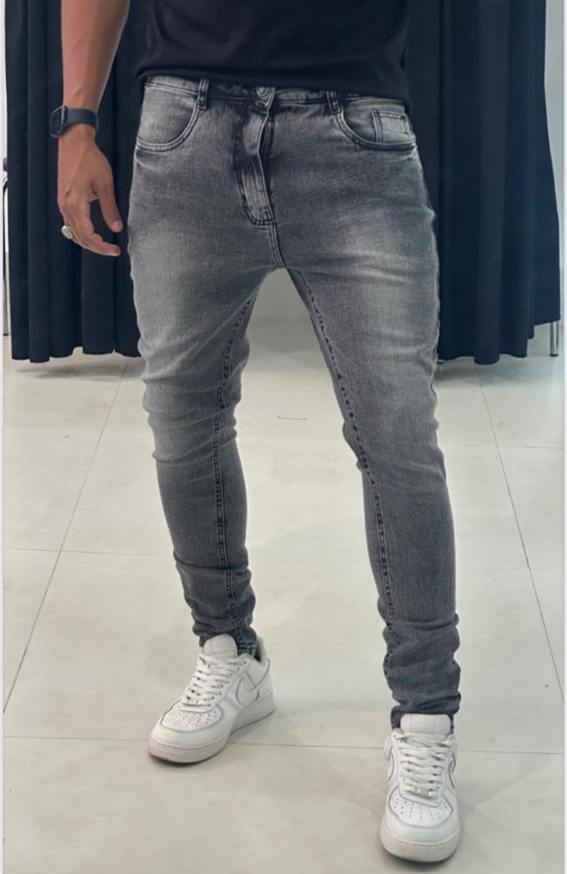 Calça Jeans Masculina Presence Skinny Cinza Estonada