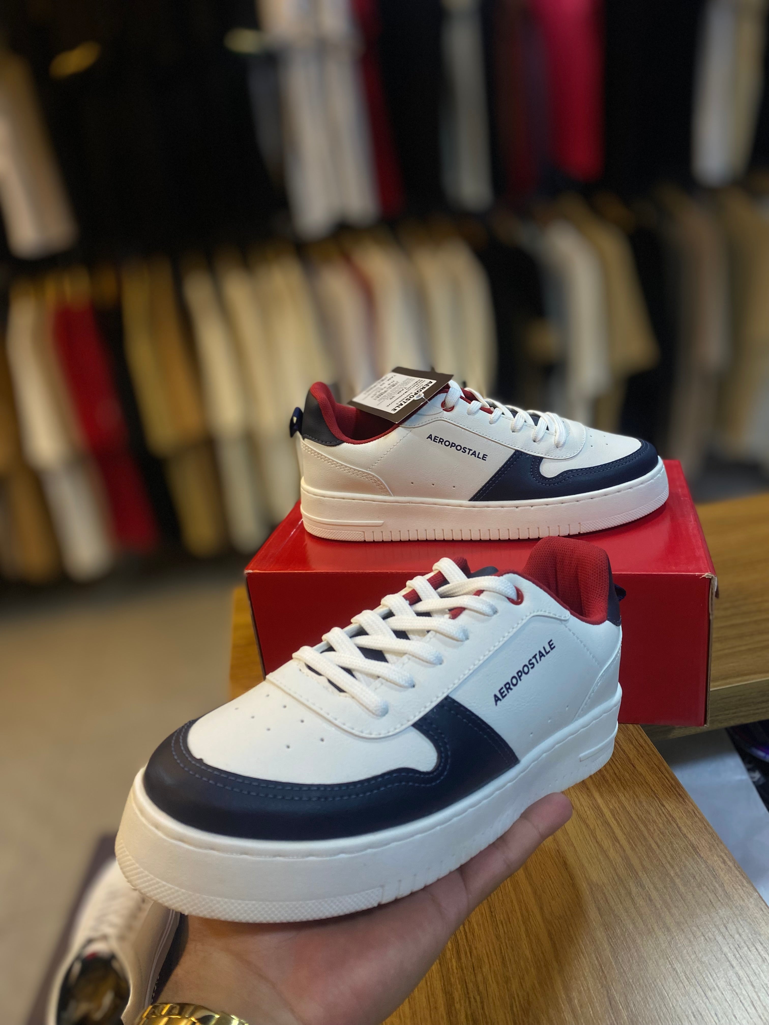 Tênis Aéropostale Casual Retrô Basket - Branco/Azul/Vermelho