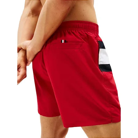 Short de Banho Tommy Hilfiger Masculino Vermelho com Bandeirão  Drawstring