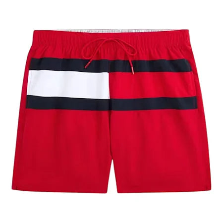Short de Banho Tommy Hilfiger Masculino Vermelho com Bandeirão  Drawstring