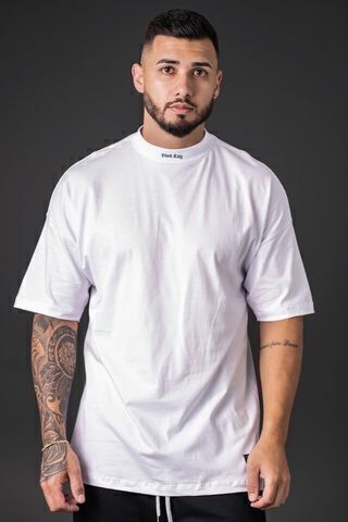 Camisa Oversized Turtleneck White Black Targ