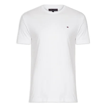Camiseta Tommy Hilfiger Masculina Essencial com Logo Bordado Branca