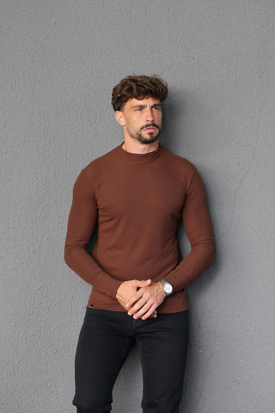 Camisa manga longa canelada
