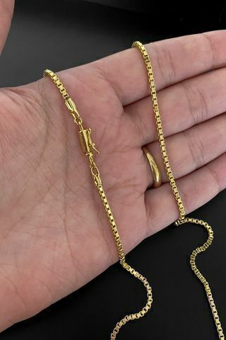 Corrente Veneziana Curta 2mm Fecho Bomba 14,0g Fecho Bomba Banhada A Ouro 18k