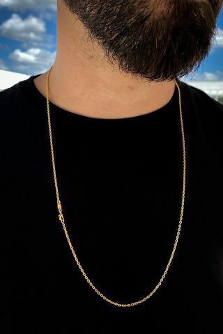 Corrente Cadeado 1.5mm Banhada a Ouro 18k com Fecho Lagosta