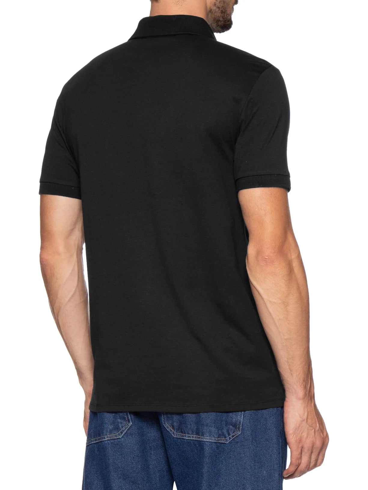 Camisa Polo Calvin Klein Masculina Básica Preta Logo Branco