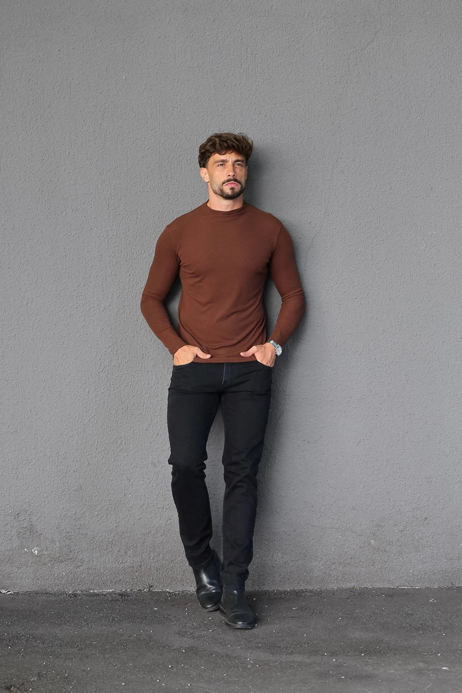 Camisa manga longa canelada