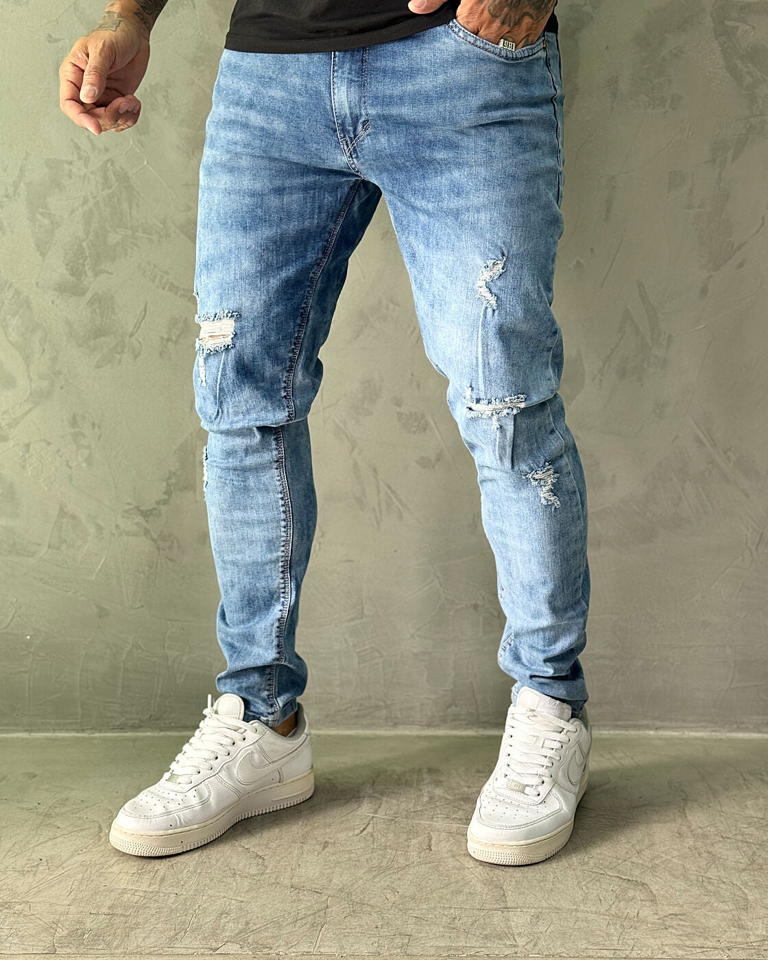 Calça Jeans Jay Jones Skinny Destroyed - Azul Clara