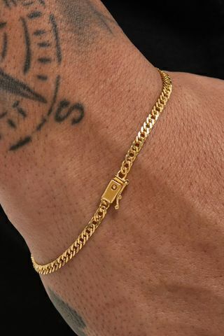 Pulseira Lacraia 3mm Com Fecho Lateral 3,0g Banhada A Ouro 18k