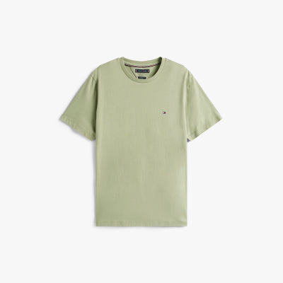 Camiseta Tommy Hilfiger Masculina Essencial com Logo Bordado Verde Sálvia