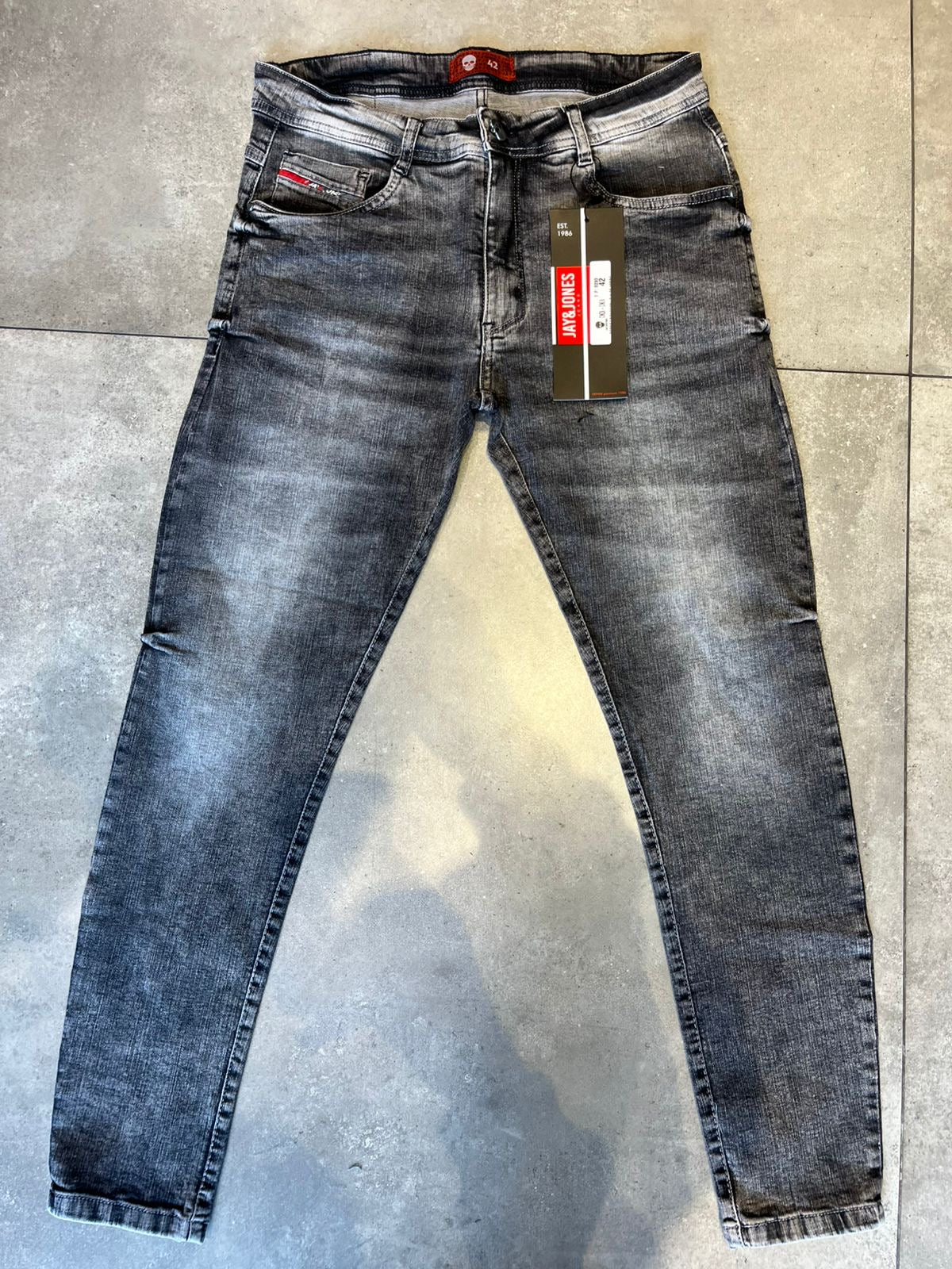 Calça Jeans Jay Jones Skinny "Modelo Jogador" - Preta Acid Wash