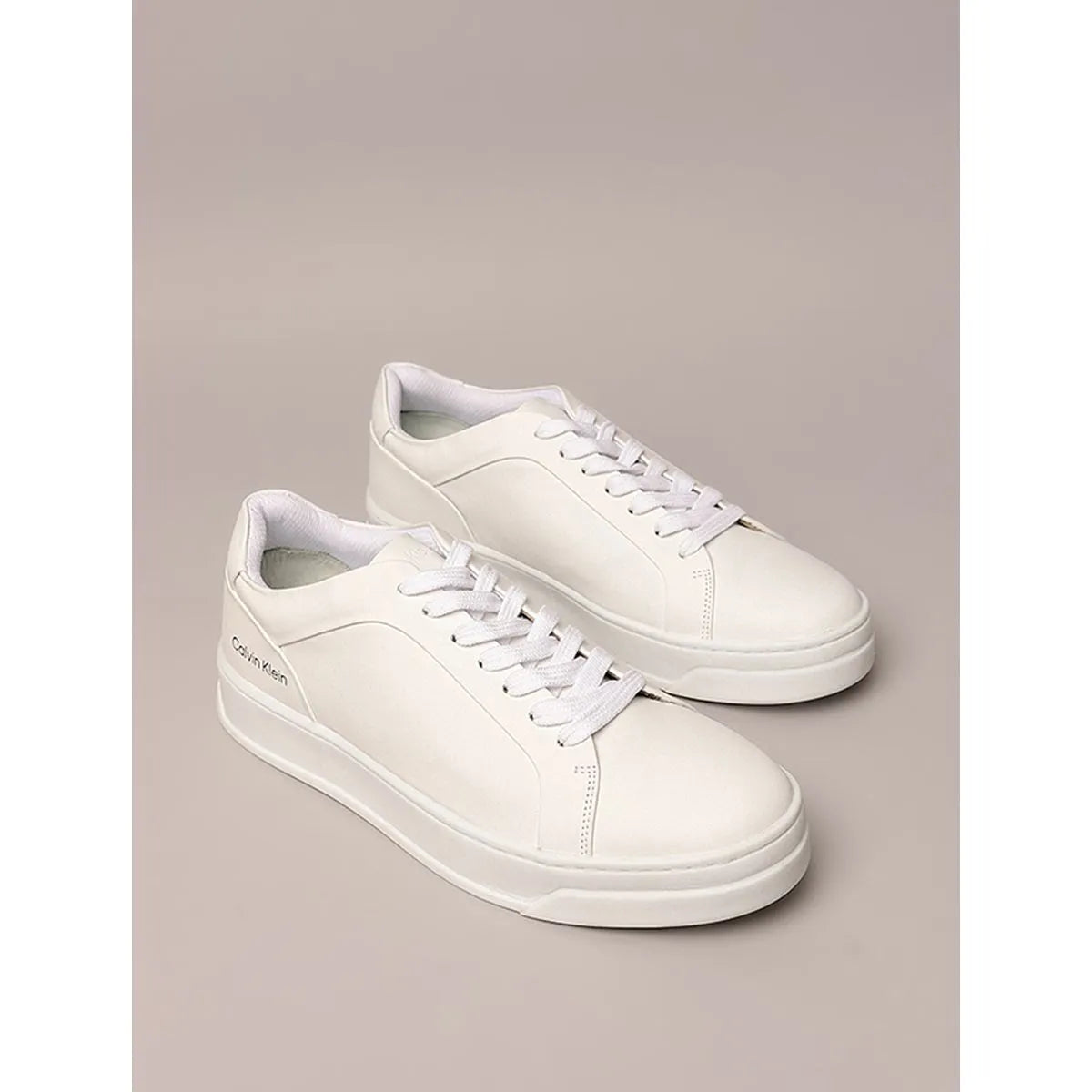 Tênis Couro Calvin Klein Masculino Branco Minimalista