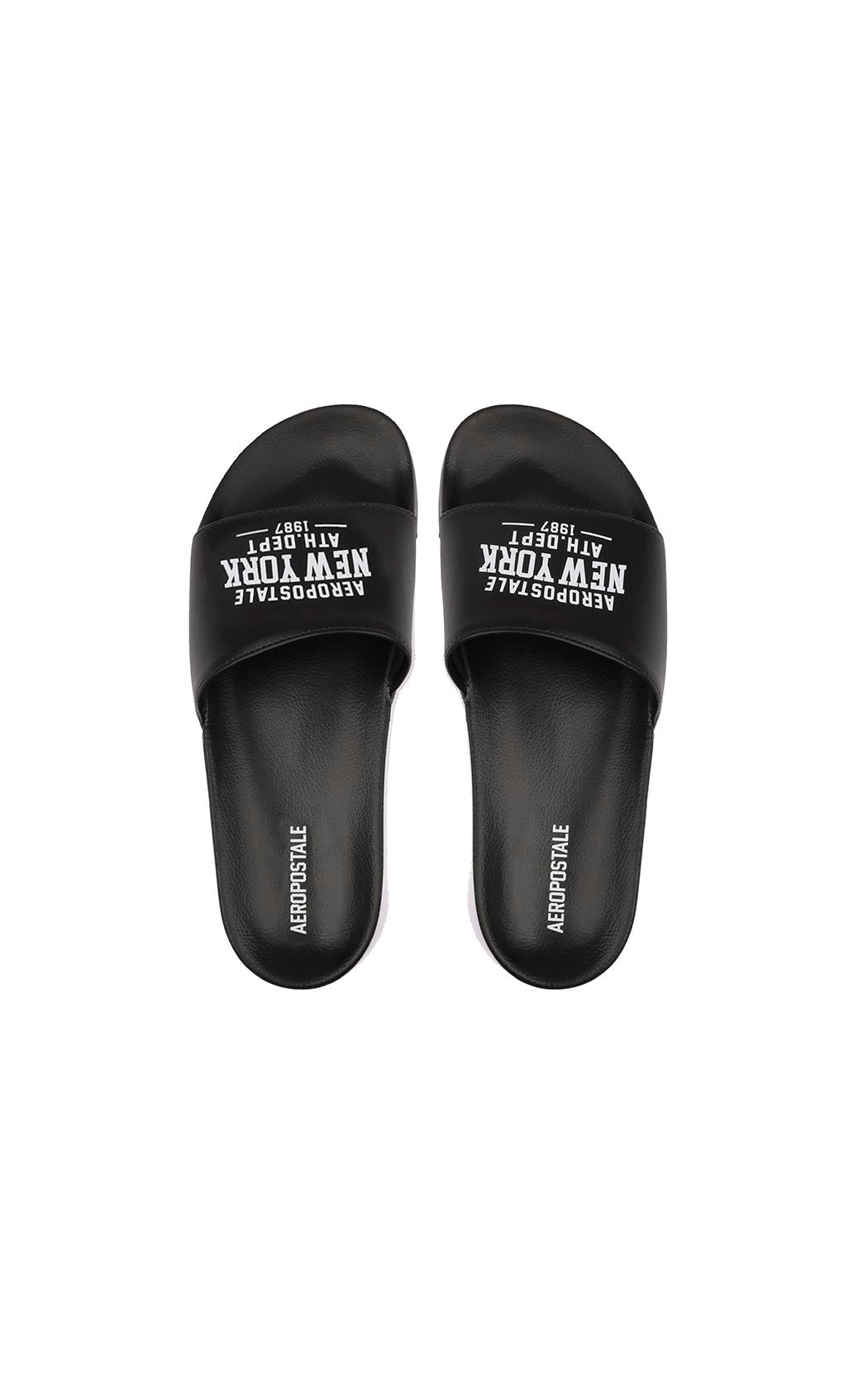Chinelo Slide Aéropostale com Logo "New York" - Preto