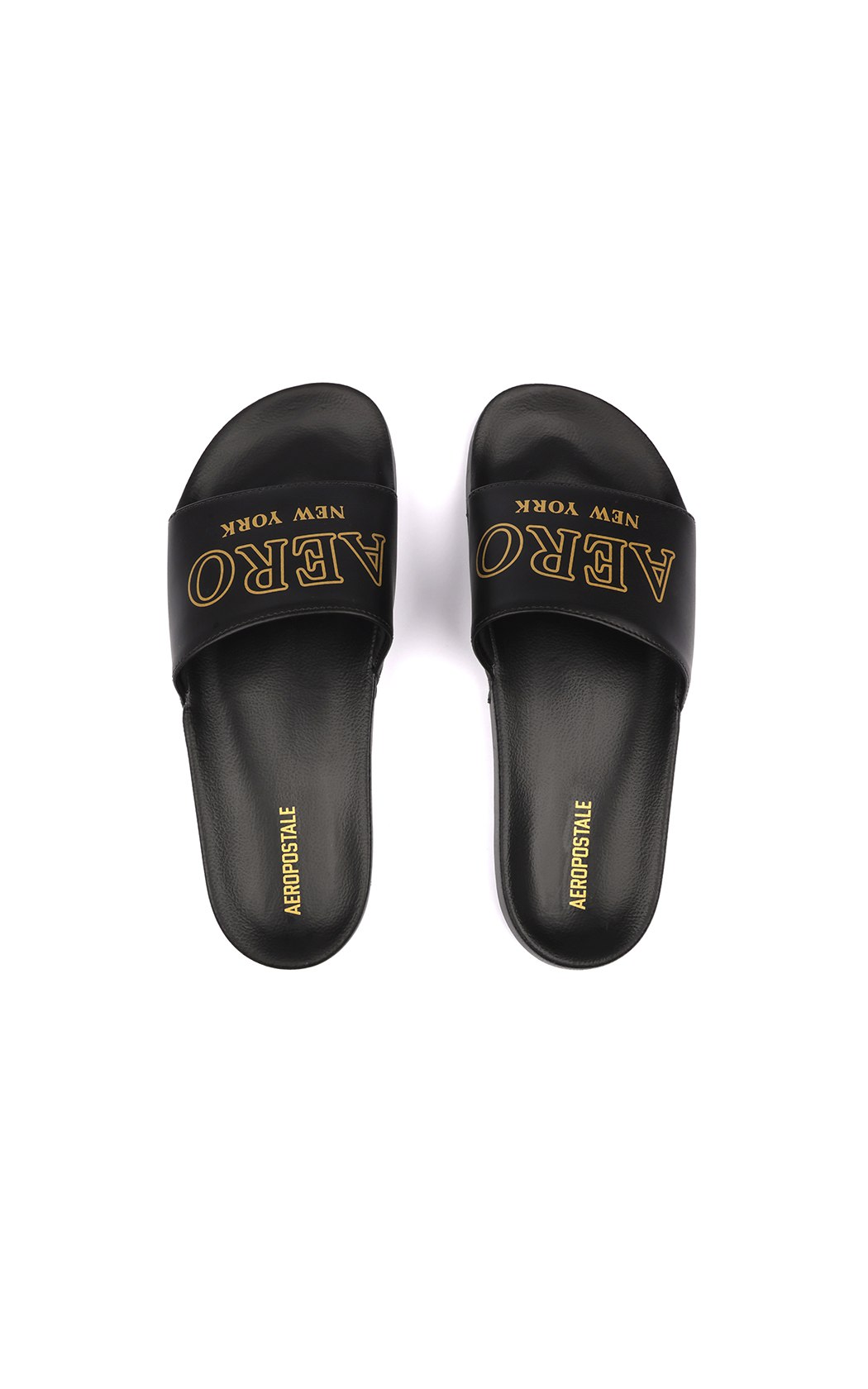 Chinelo Slide Aéropostale com Logo Dourado - Preto