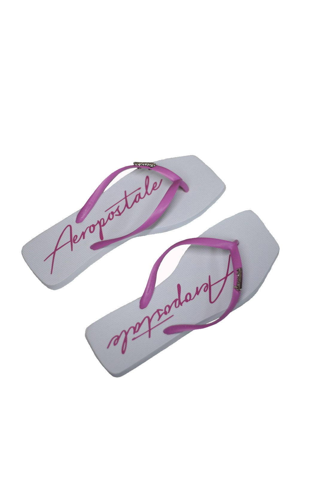 Chinelo de Dedo Feminino Aéropostale com Detalhe Metalizado - Branco/Pink