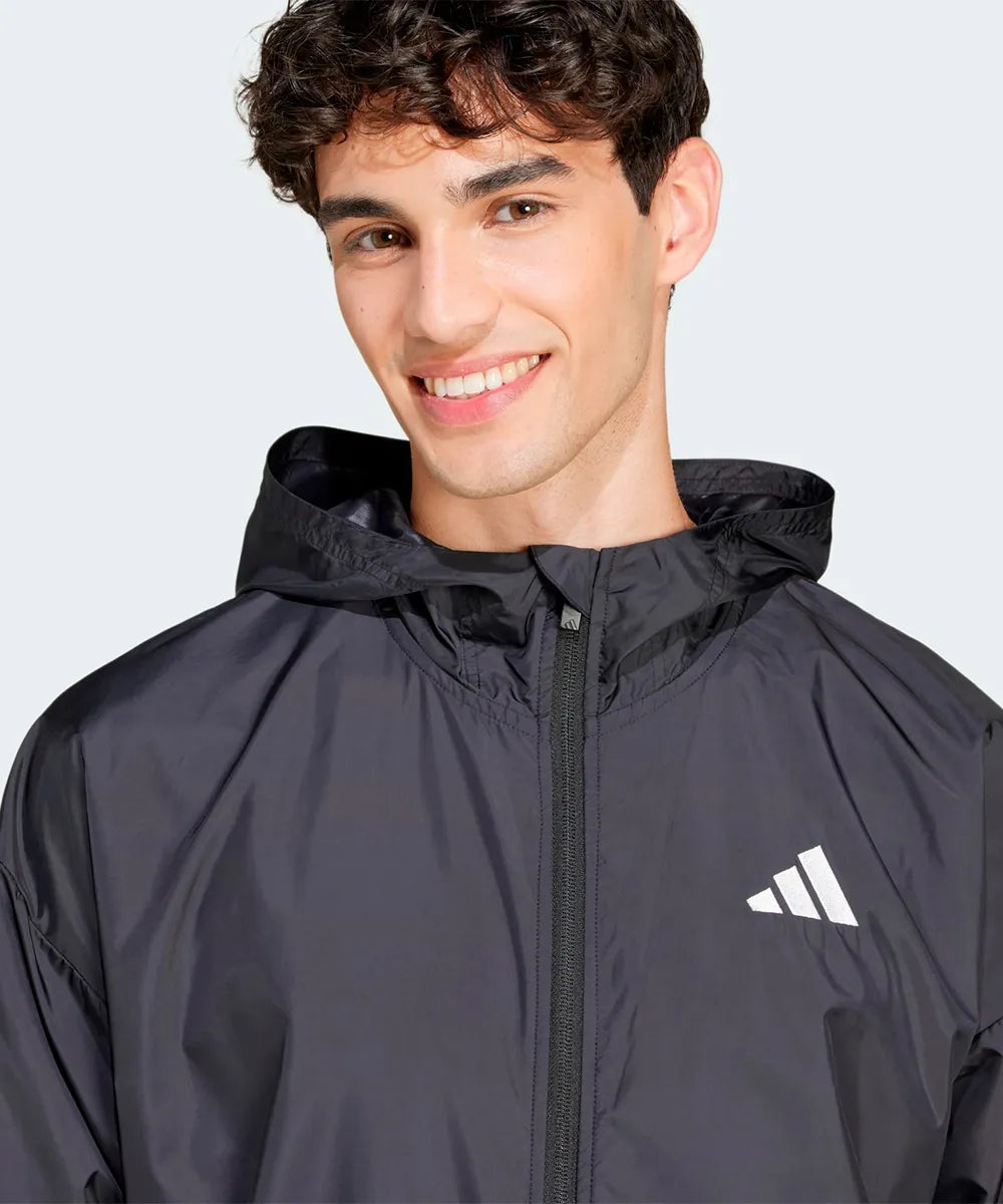 Jaqueta Corta-Vento Adidas Masculina Essentials Big Logo Preta com Capuz