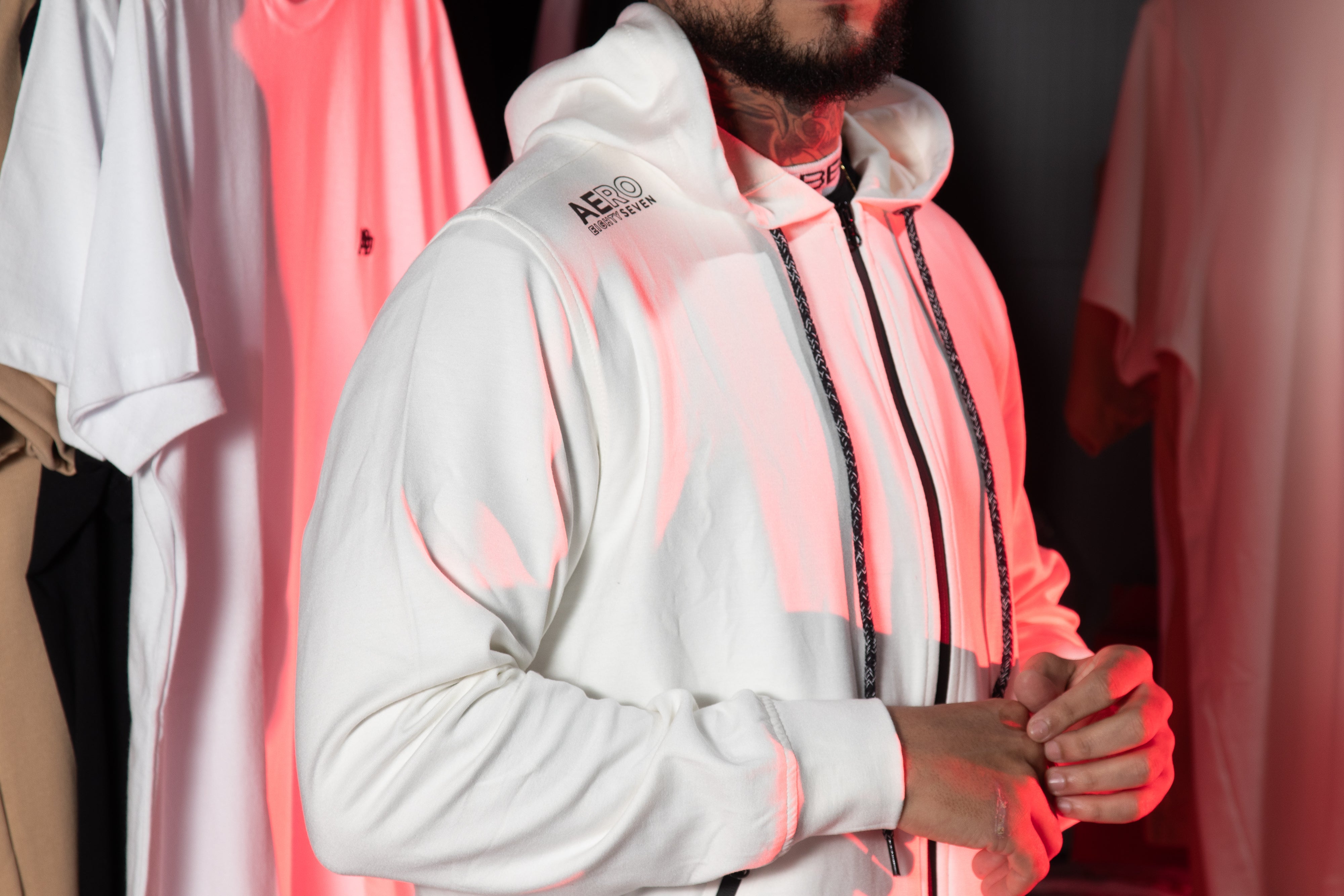 Conjunto de Moletom Aéropostale Platinum com Zíper Off-White