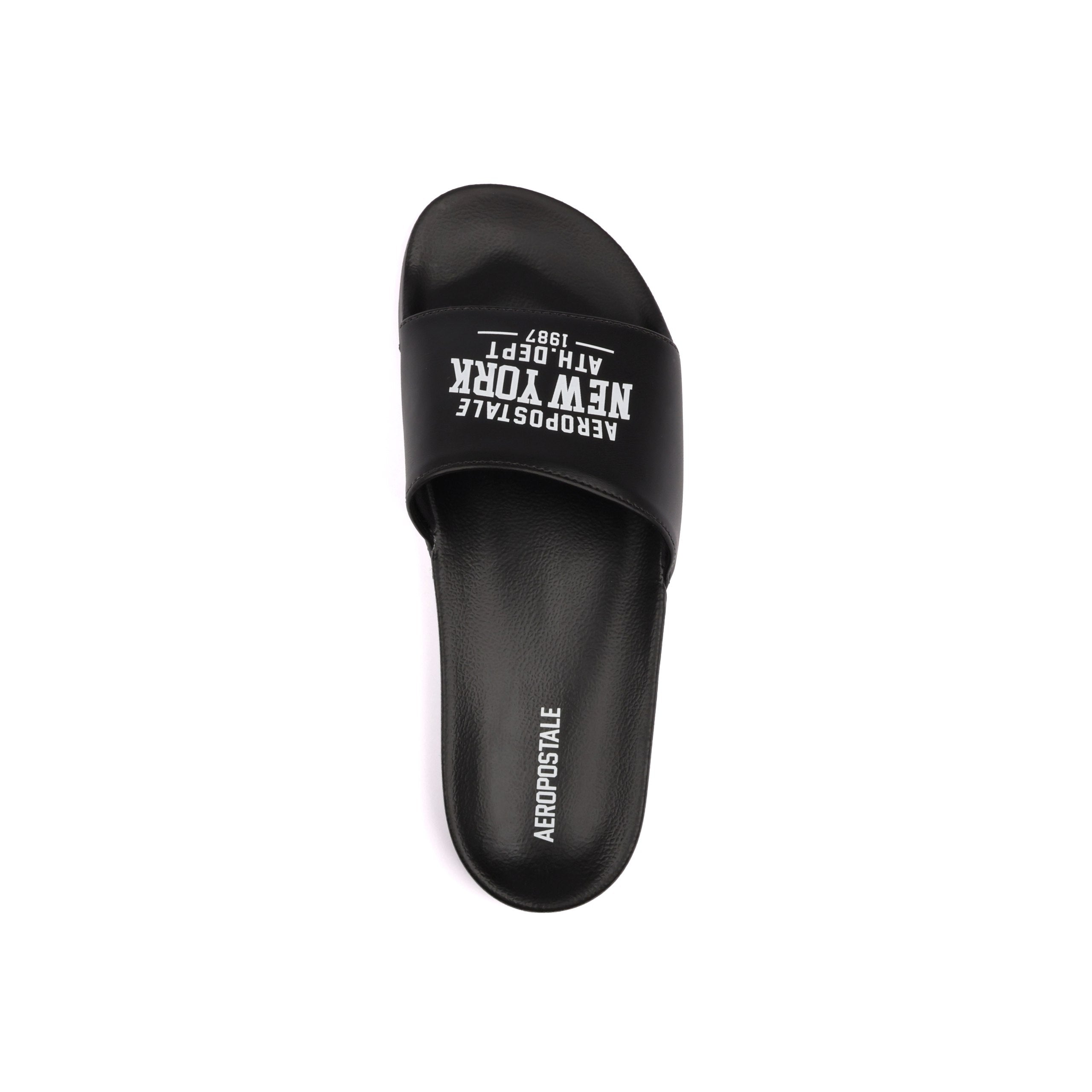 Chinelo Slide Aéropostale com Logo "New York" - Preto