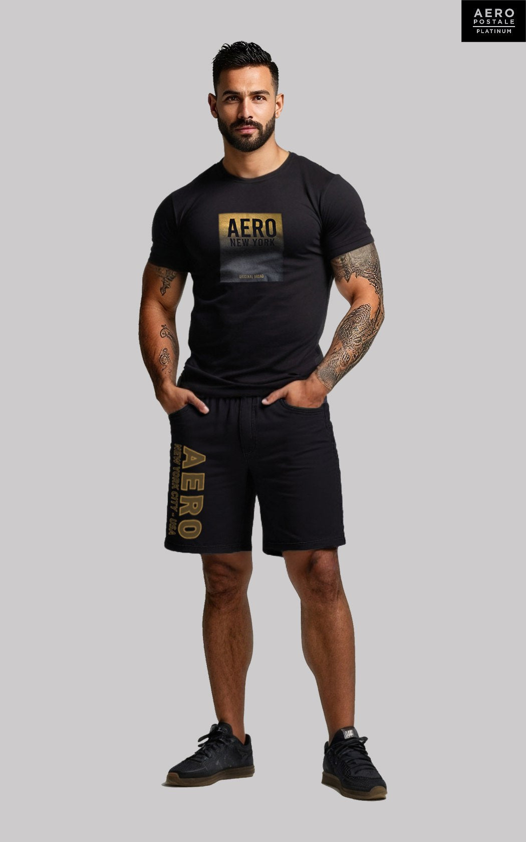 Camiseta Aéropostale Platinum "Aero New York" - Preta