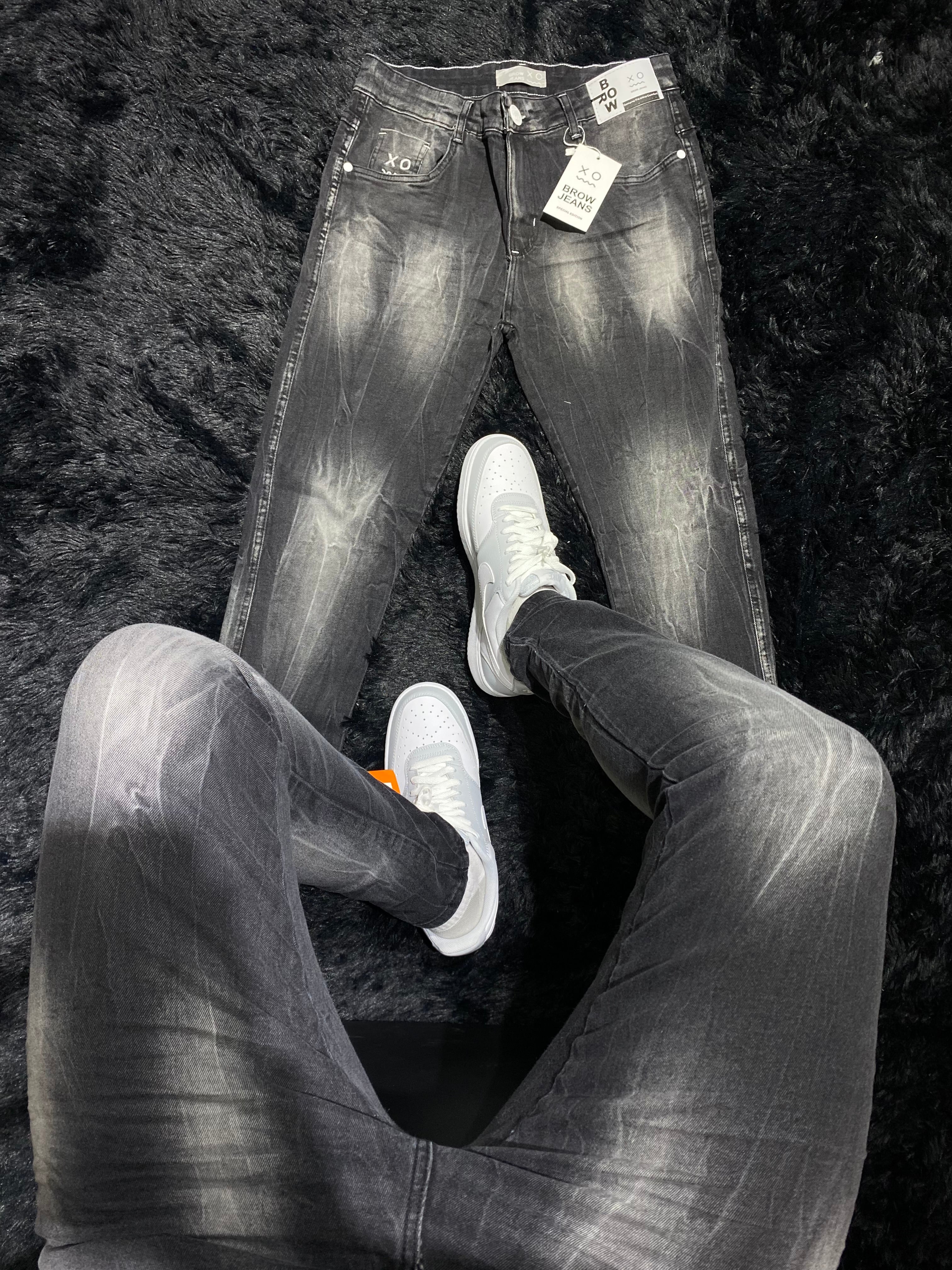 Calça Jeans Brow Jeans Skinny "Modelo Jogador" - Preta Lavada